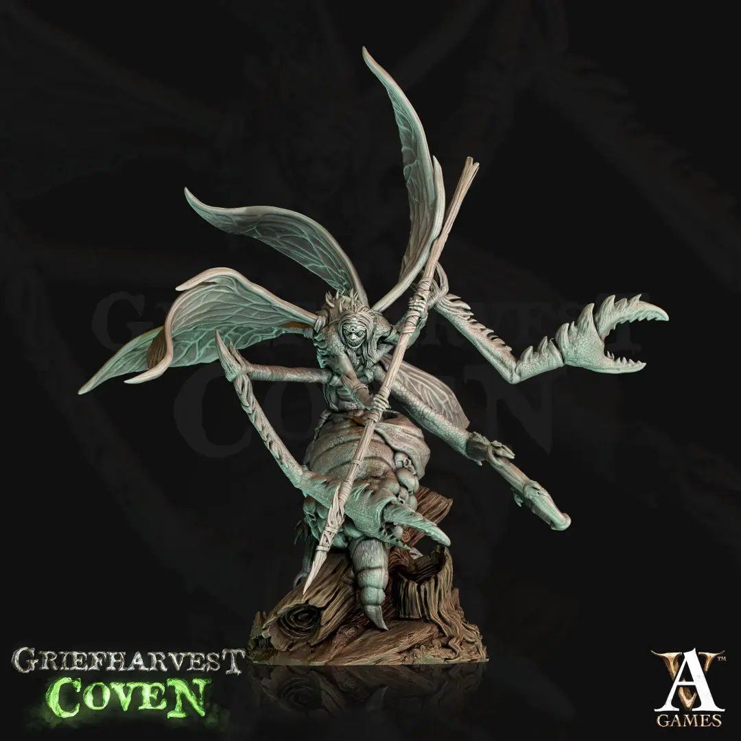 3D printed Wailwasp model by Last Hope Miniatures for Archvillain Games, detailed insect creature with wings and antennae.