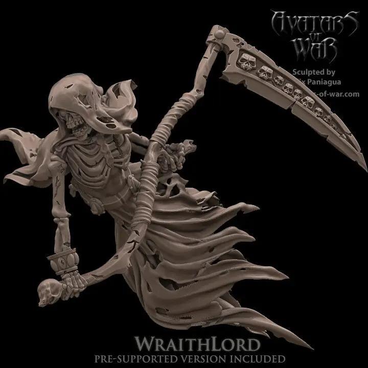 3D printed Wraith model by Last Hope Miniatures for Avatars of War, detailed fantasy miniature figure on a display base.