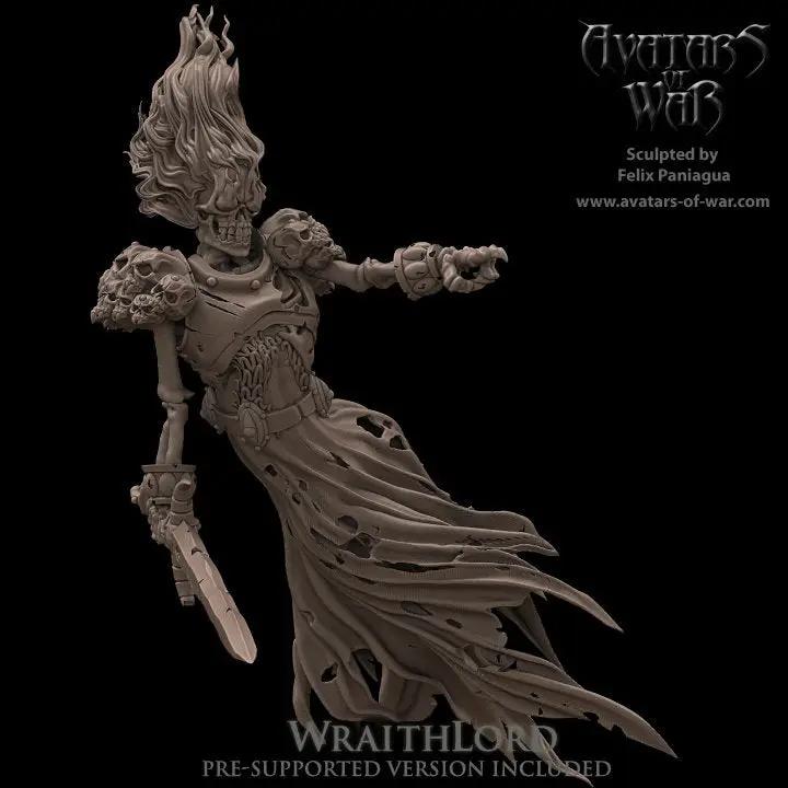 3D printed Wraith model by Avatars of War, detailed miniature from Last Hope Miniatures collection.