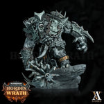 3D printed Wrathogar model by Last Hope Miniatures for Archvillain Games, detailed fantasy creature with armor and weapon.