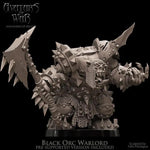 3D printed Black Orc Warlord model by Avatars of War, detailed miniature figure for tabletop gaming and display.