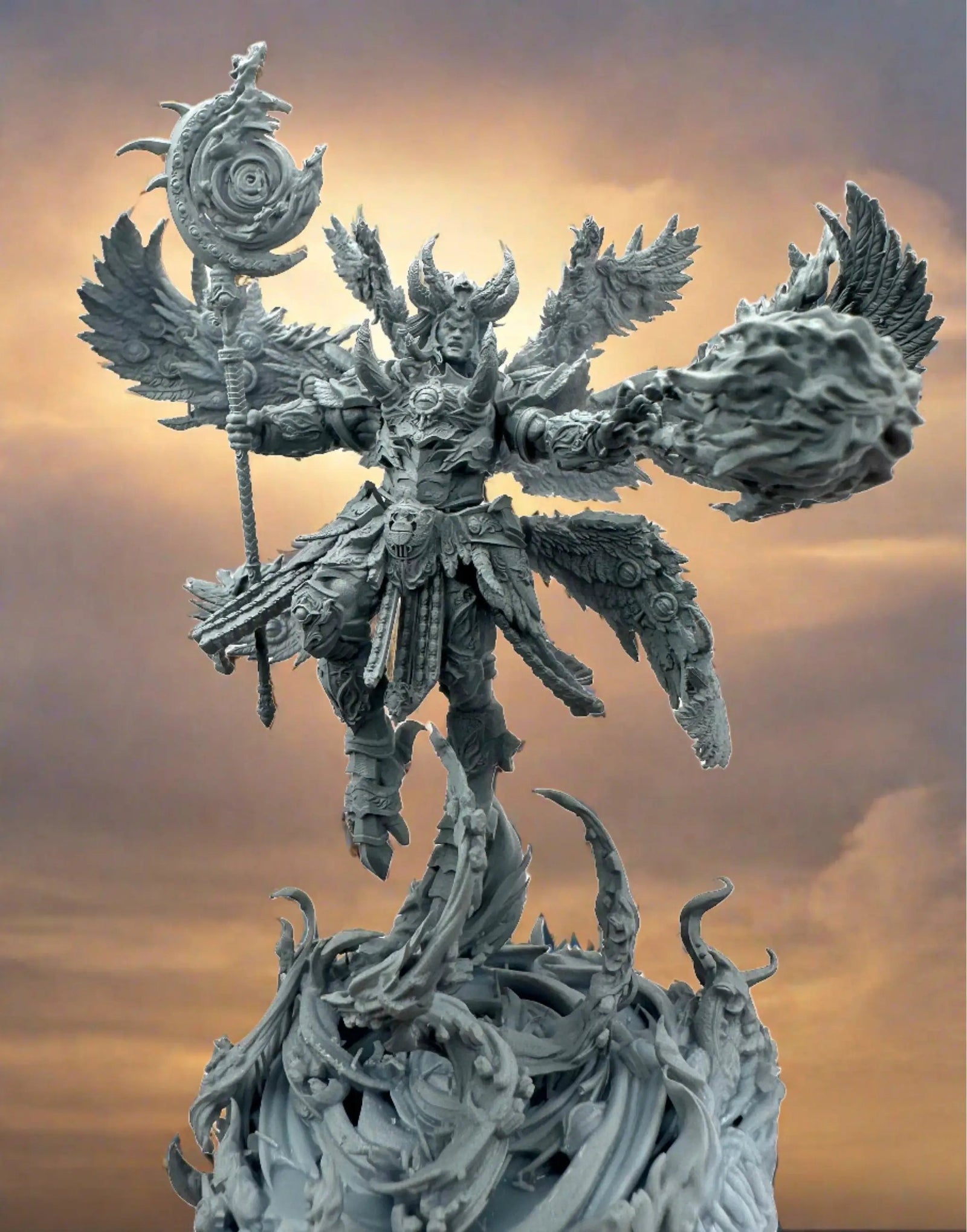 3D printed giant wizard model by 3DArtGuy Miniatures, detailed fantasy figure with robes, staff, and intricate design for Last Hope Miniatures