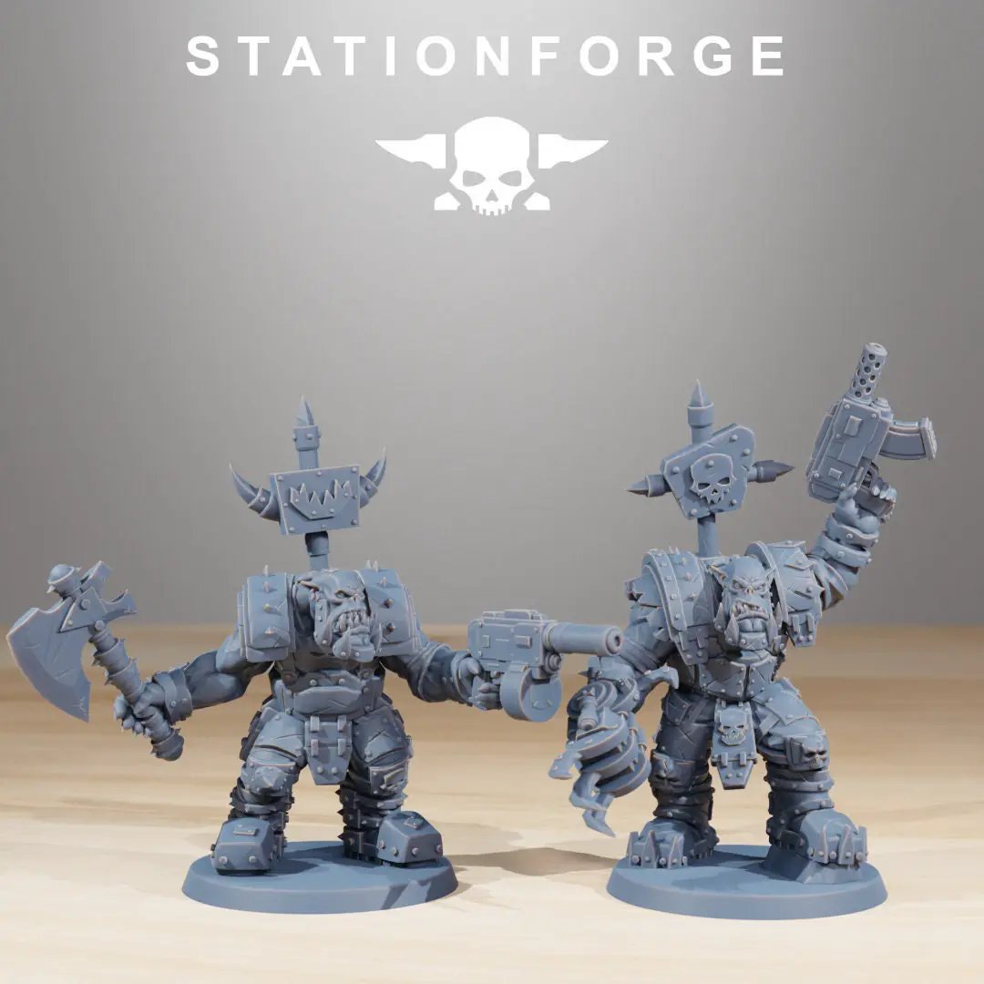 Set of ten 3D printed Orkaz Skull Infantry models by StationForge Miniatures for Last Hope Miniatures tabletop game.
