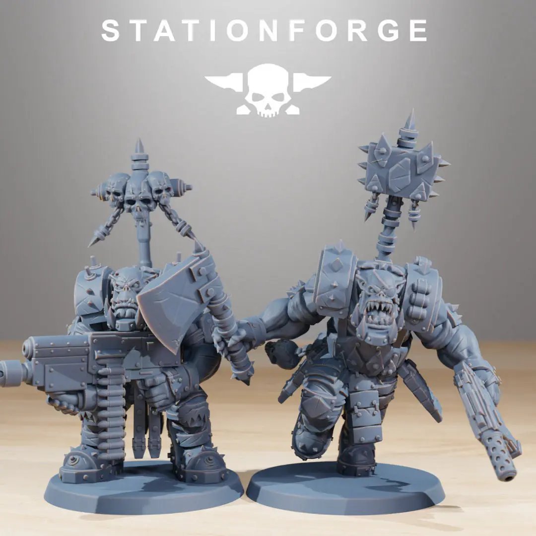 Set of ten 3D printed Orkaz Skull Infantry models by Last Hope Miniatures for StationForge Miniatures, detailed fantasy tabletop miniatures.