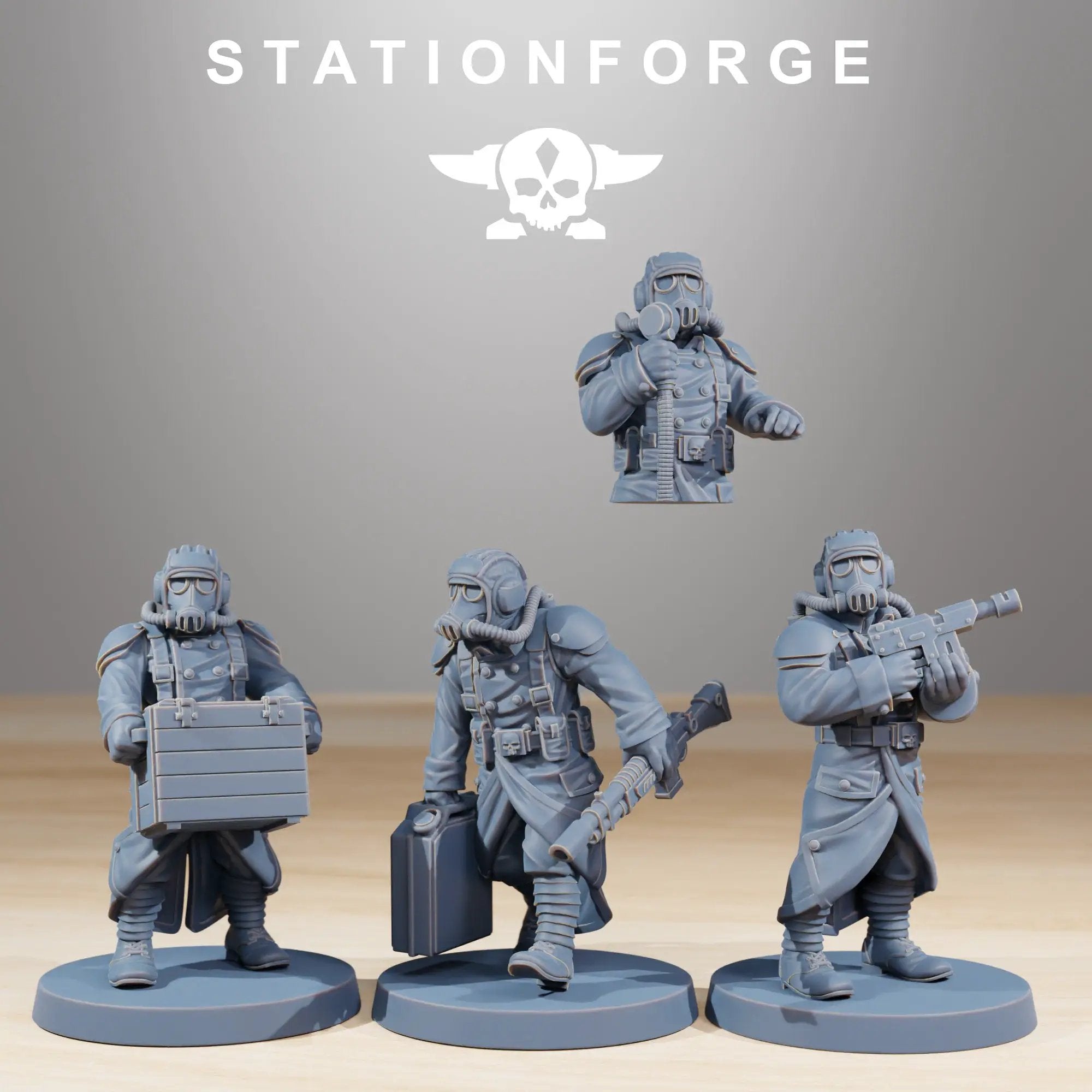 3D printed GrimGuard Light Tank model by StationForge Miniatures, showing detailed armored tank with weaponry and futuristic design.