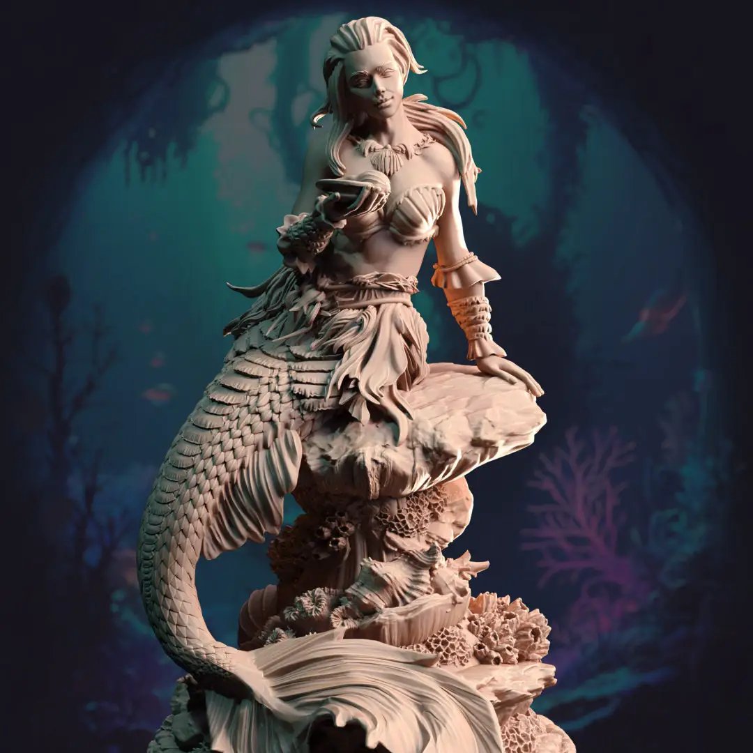 3D printed Deep Sea Sirens model by Last Hope Miniatures for DM Stash, showcasing detailed aquatic fantasy figures.
