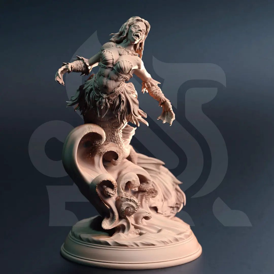 3D printed Deep Sea Sirens model by Last Hope Miniatures, featuring detailed aquatic siren figures for tabletop gaming or display.