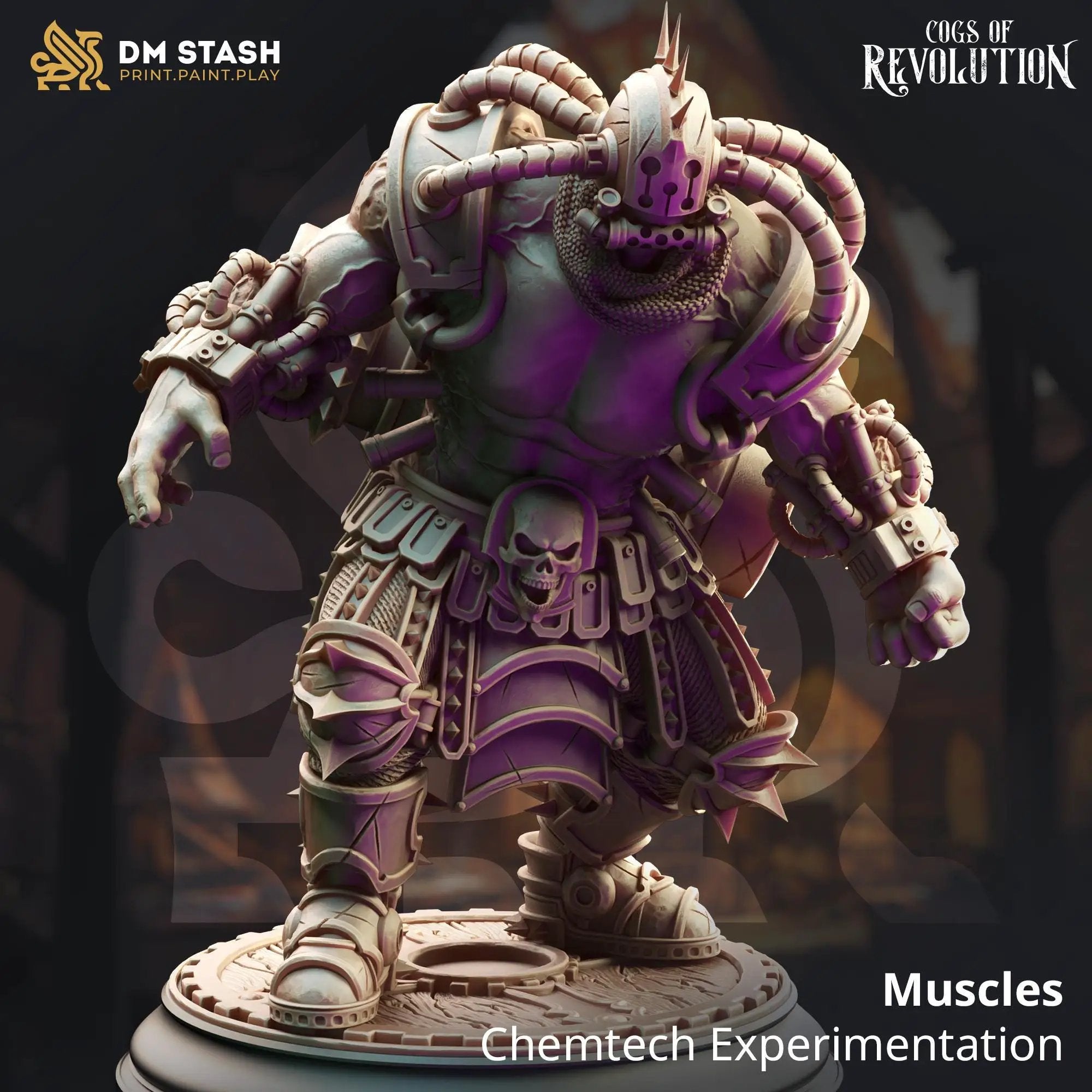 3D printed muscle model from Chemtech Experiment by Last Hope Miniatures, showing detailed muscle anatomy in a realistic pose.