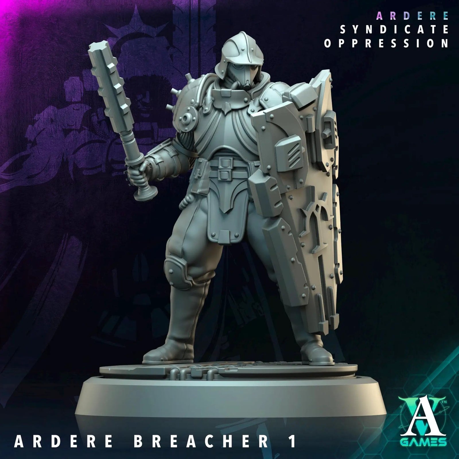 3D printed Ardere Breachers miniatures by Last Hope Miniatures for Archvillain Games, showing detailed sci-fi armored figures.