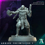 3D printed Ardere Freiwillige miniature by Last Hope Miniatures, detailed sci-fi soldier figure from Archvillain Games.