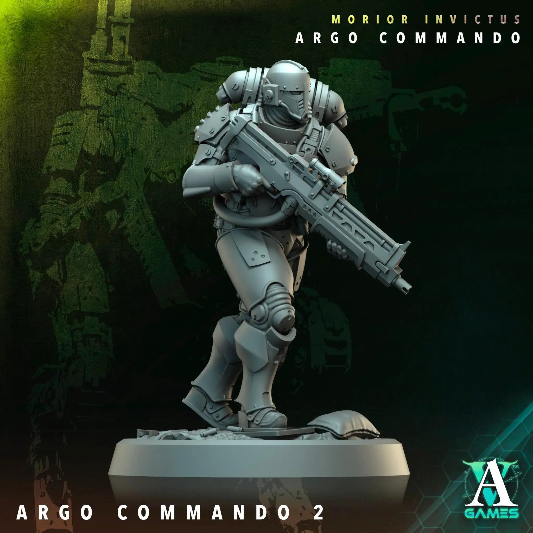 3D printed Argo Commando miniature by Last Hope Miniatures for tabletop gaming, featuring detailed armor and weaponry.
