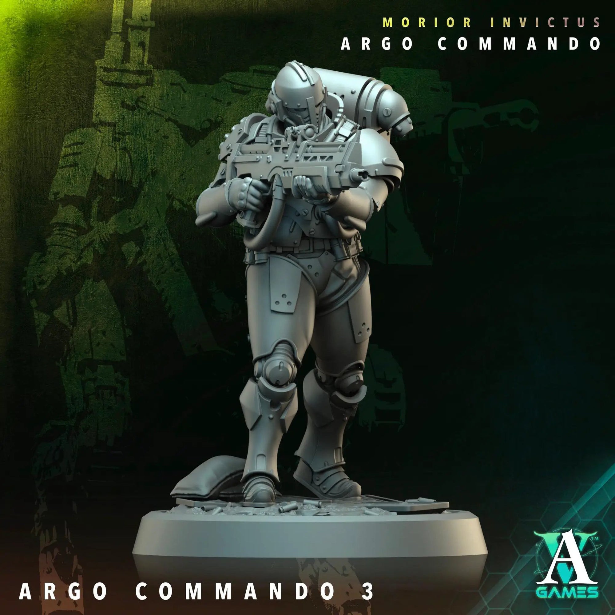 3D printed Argo Commando miniature by Last Hope Miniatures for Archvillain Games, detailed military figure for tabletop gaming