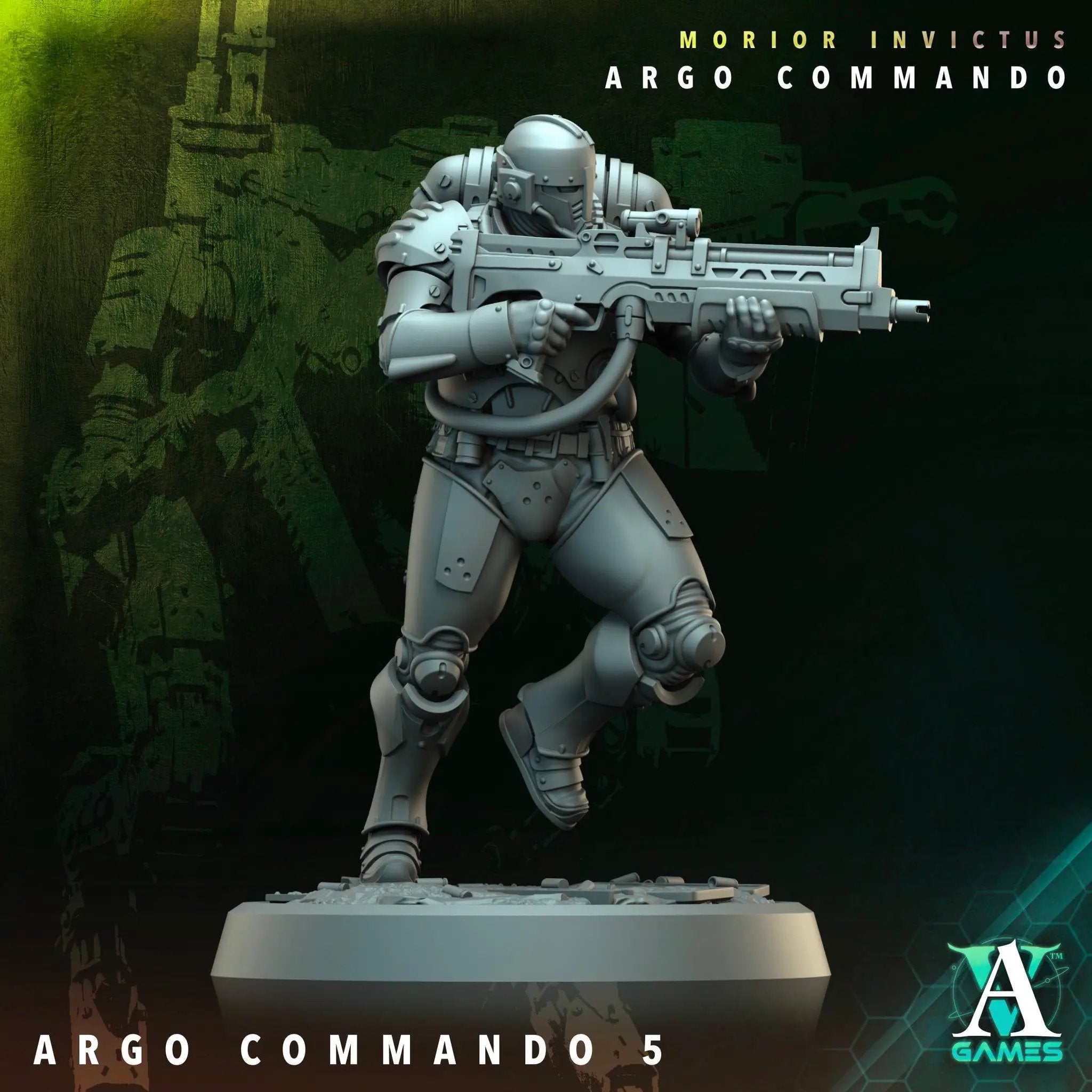 3D printed Argo Commando miniature by Last Hope Miniatures for tabletop gaming, shown from a detailed side angle.