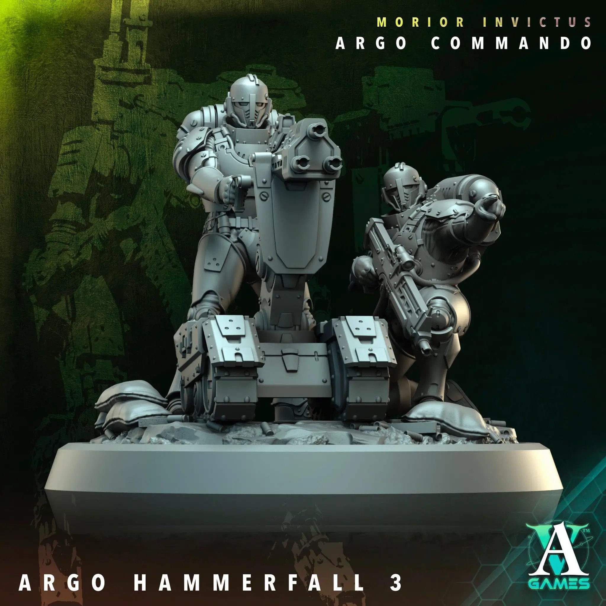3D printed Argo Hammerfall miniature by Last Hope Miniatures for Archvillain Games, showing detailed fantasy warrior figure.
