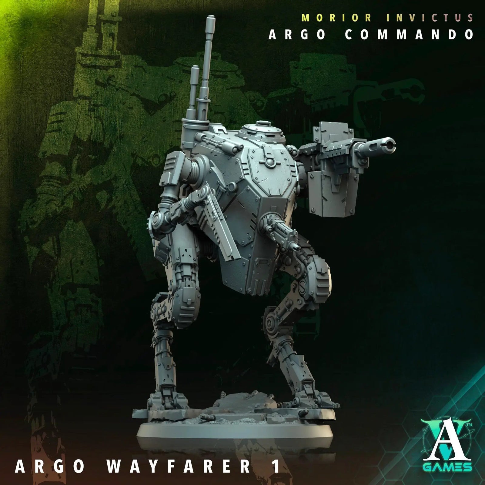 3D printed Argo Wayfarer miniature by Last Hope Miniatures for Archvillain Games, featuring detailed armor and futuristic design.