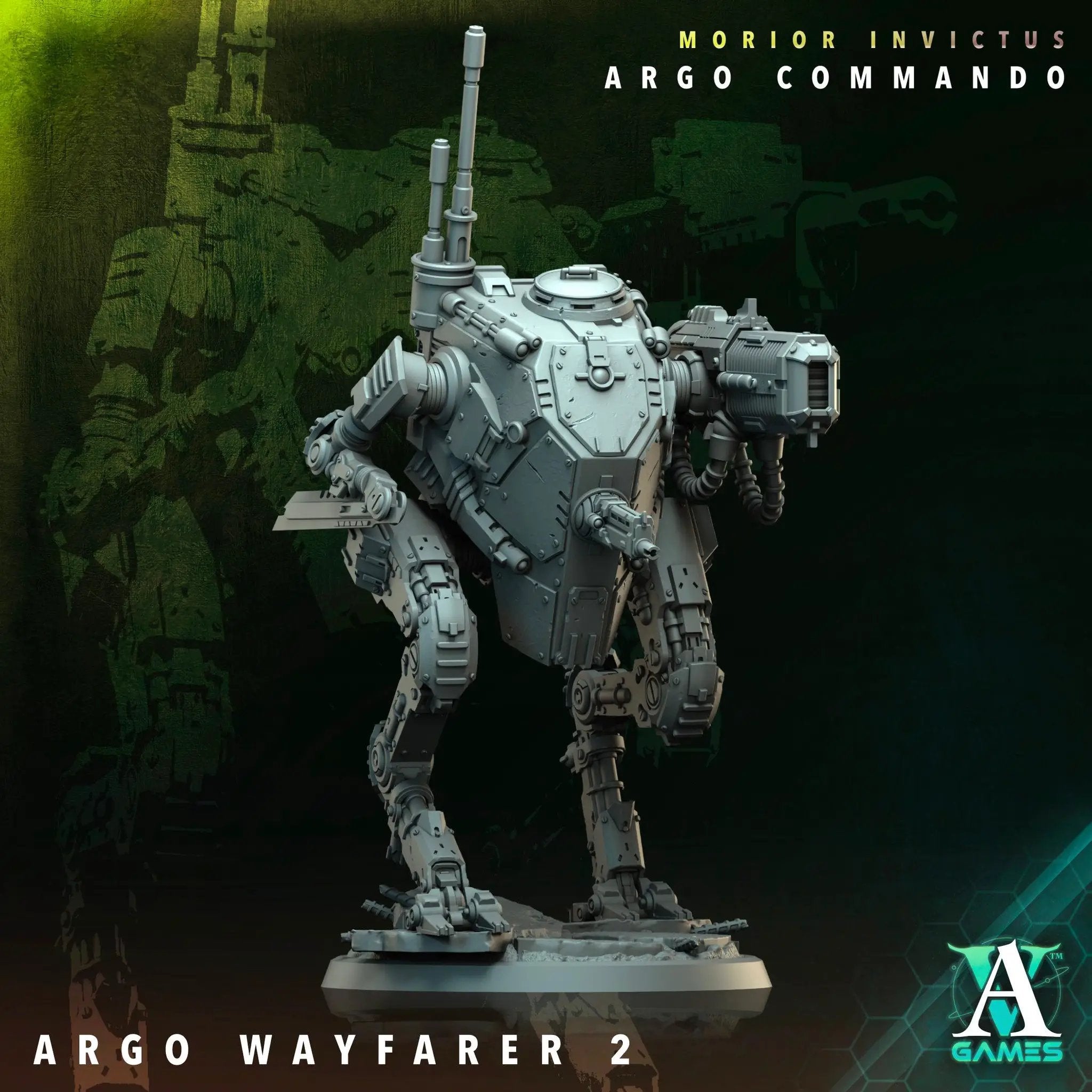3D printed Argo Wayfarer miniature by Last Hope Miniatures for Archvillain Games, featuring detailed armor and dynamic pose.