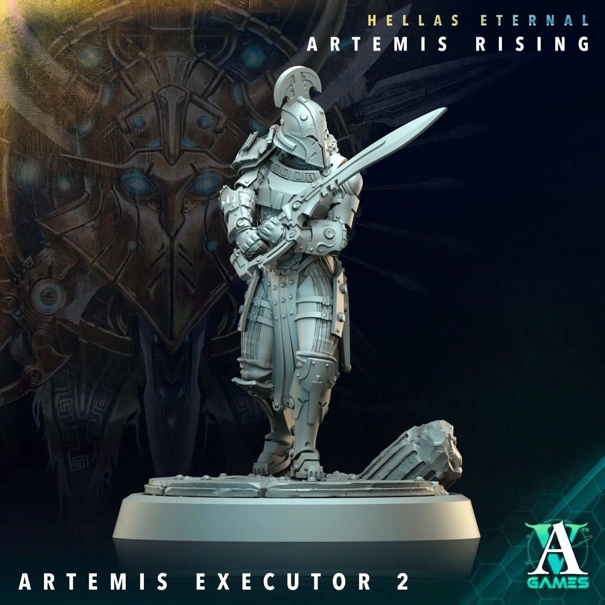 3D printed Artemis Executor miniature by Last Hope Miniatures for Archvillain Games, showcasing detailed sci-fi combat figure.