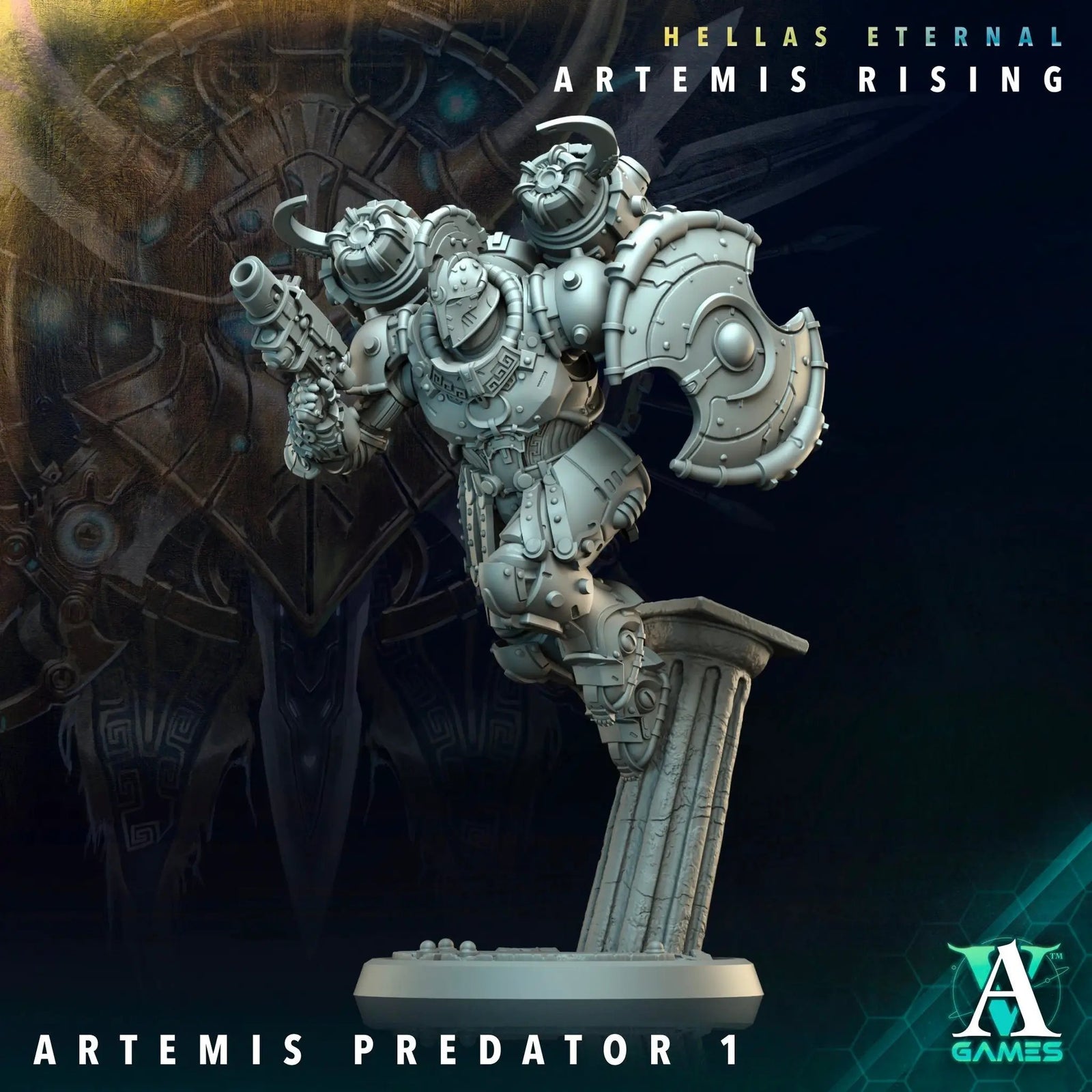 3D printed Artemis Predator miniature by Last Hope Miniatures, detailed sci-fi figure from Archvillain Games for tabletop gaming.