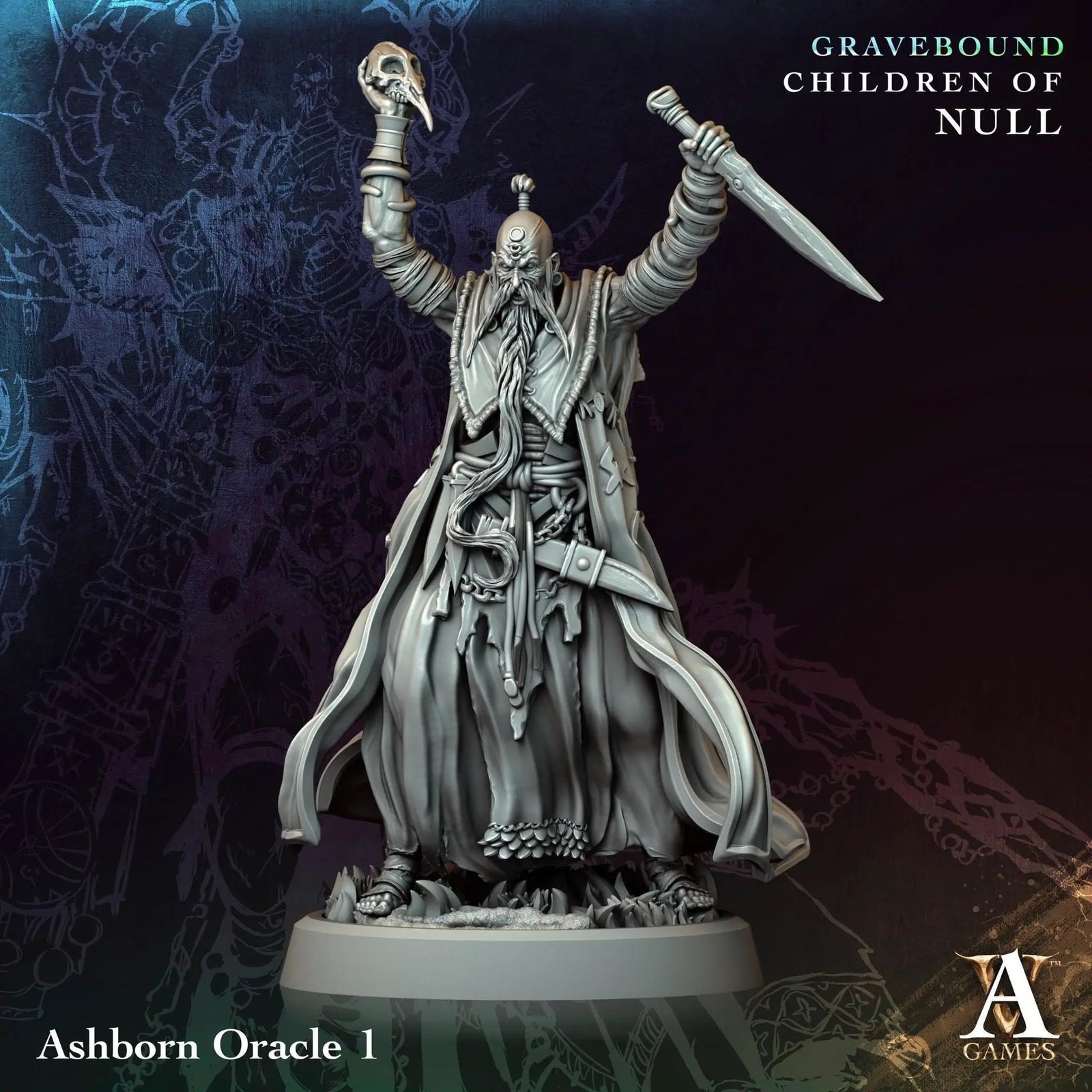 3D printed Ashborn Oracles miniatures by Last Hope Miniatures, featuring detailed fantasy character designs for tabletop gaming.