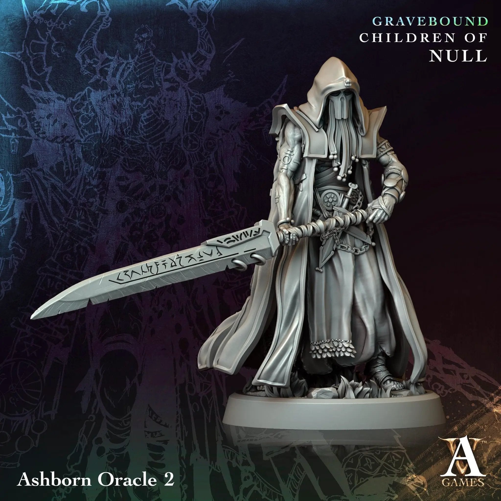 3D printed Ashborn Oracles miniatures by Last Hope Miniatures, featuring detailed fantasy figurines from Archvillain Games.