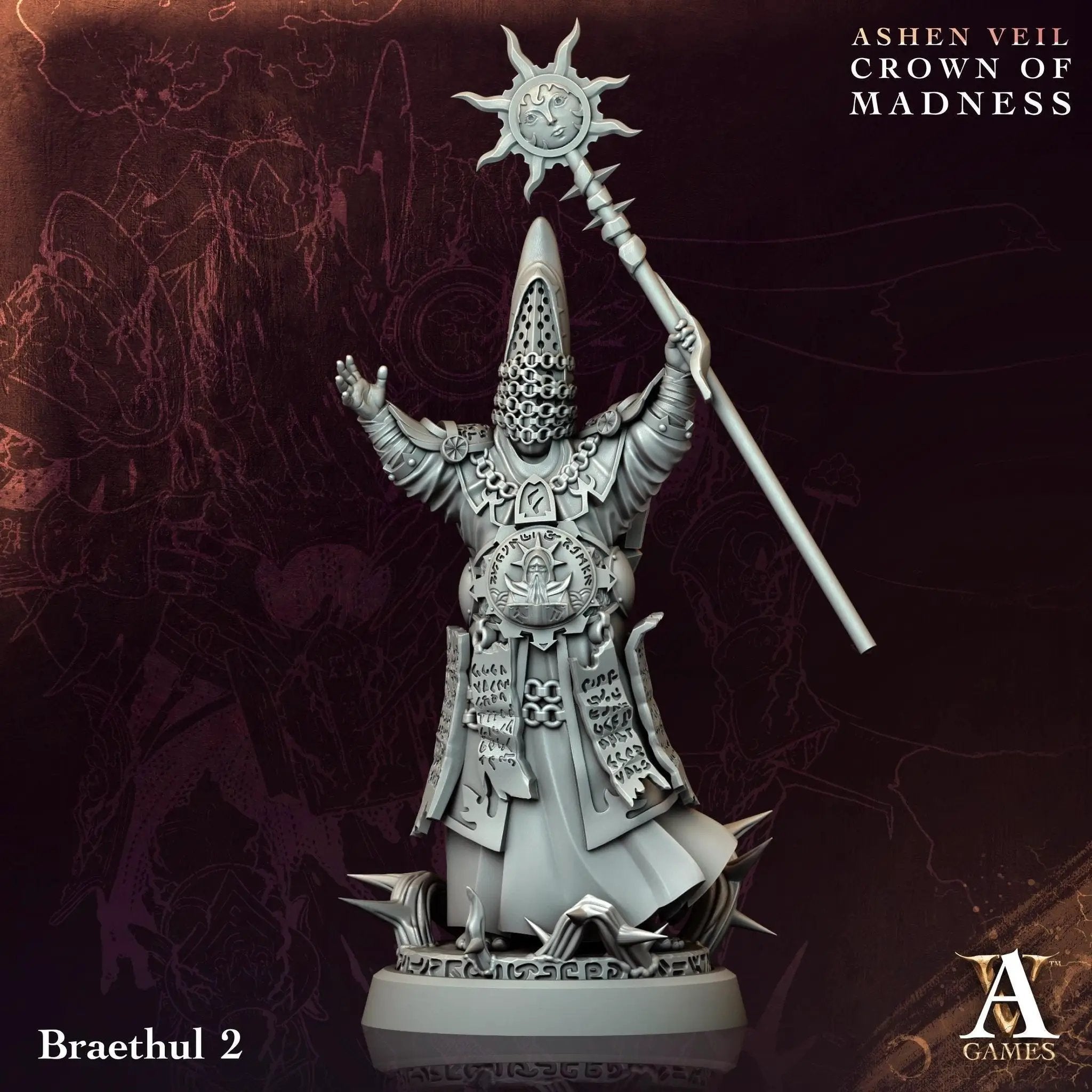 3D printed Braethuls miniature by Last Hope Miniatures for Archvillain Games, shown in detailed close-up.
