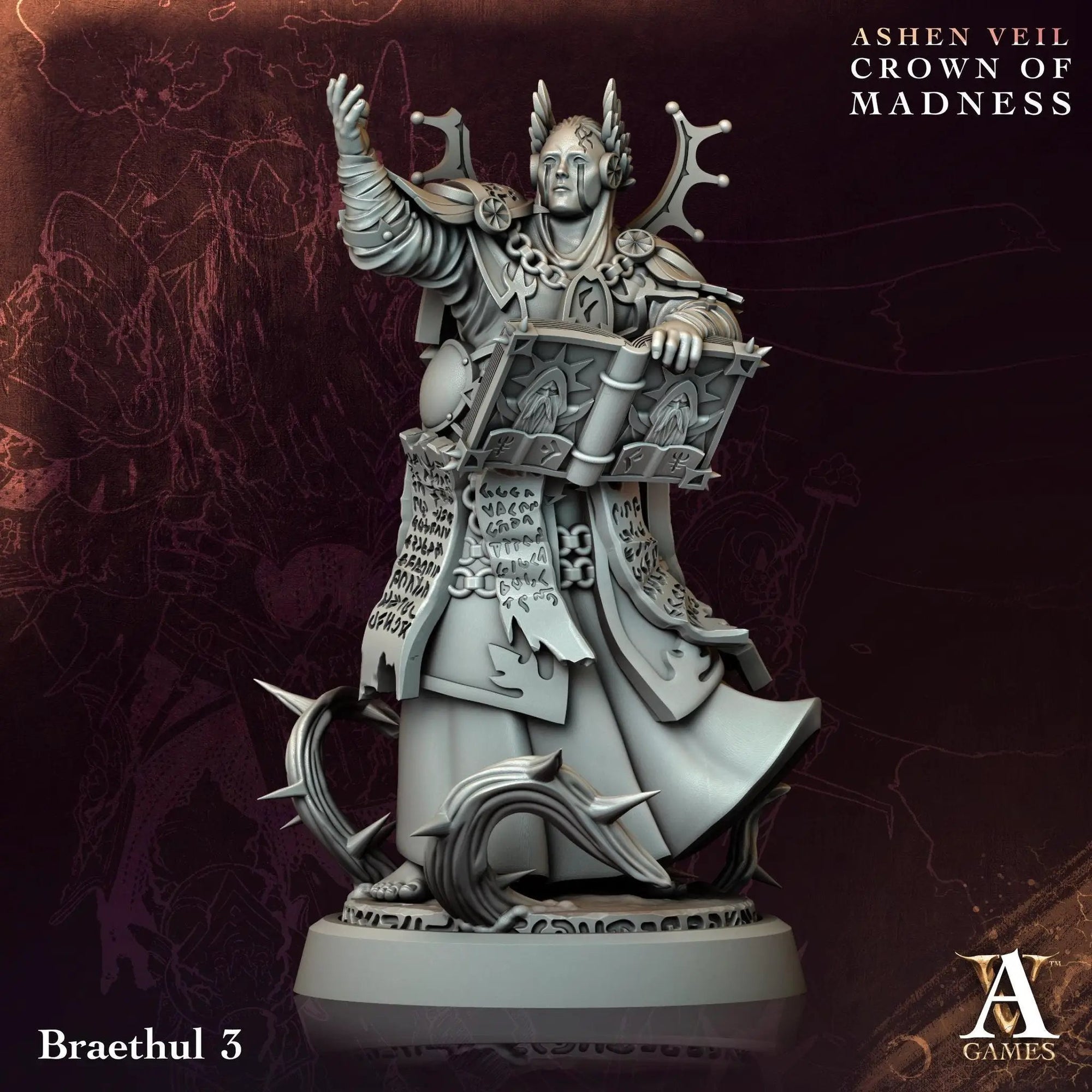 3D printed Braethuls miniature by Last Hope Miniatures for Archvillain Games, showing detailed fantasy character design.