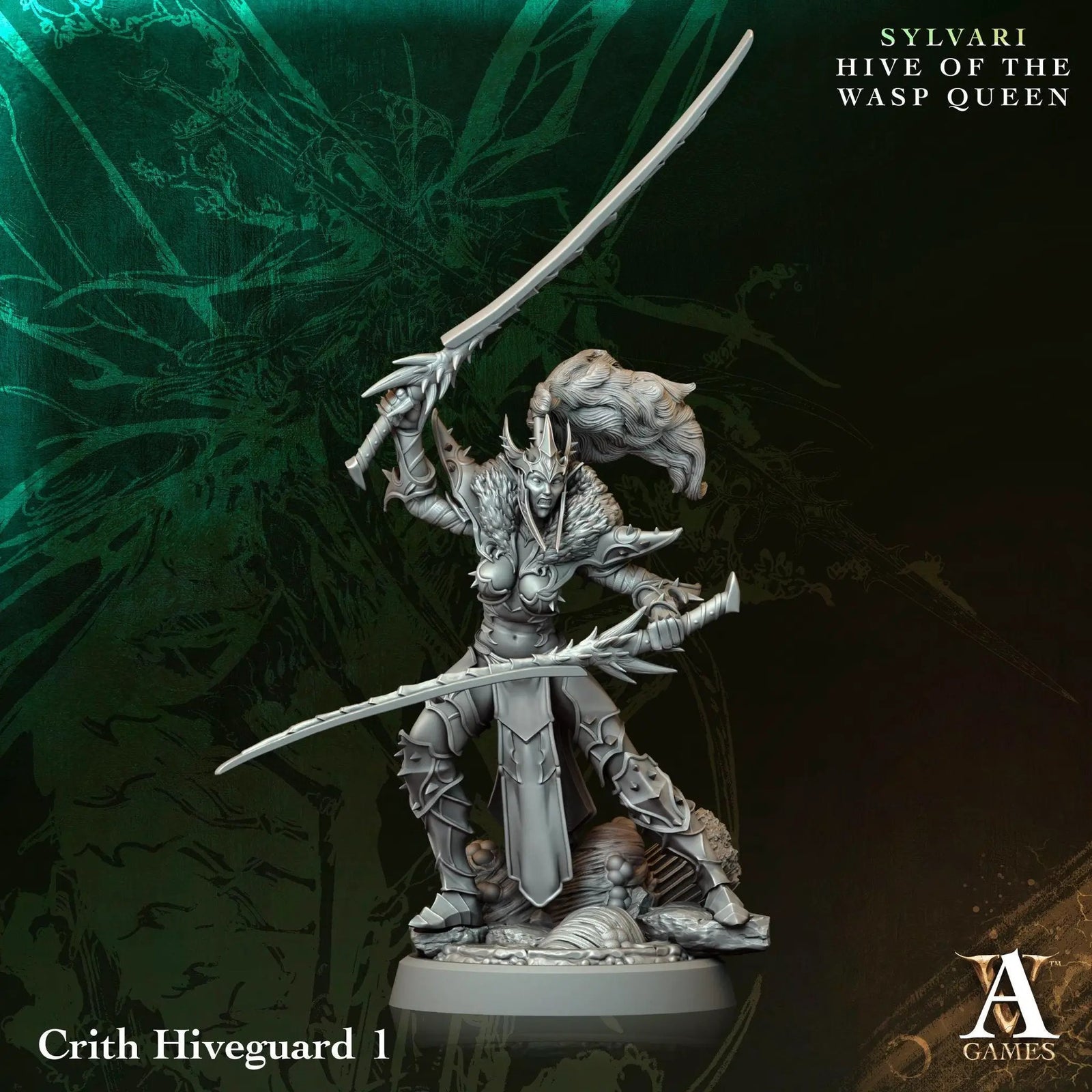 3D printed Crith Hiveguard miniature by Last Hope Miniatures for Archvillain Games, detailed fantasy creature with textured surface.
