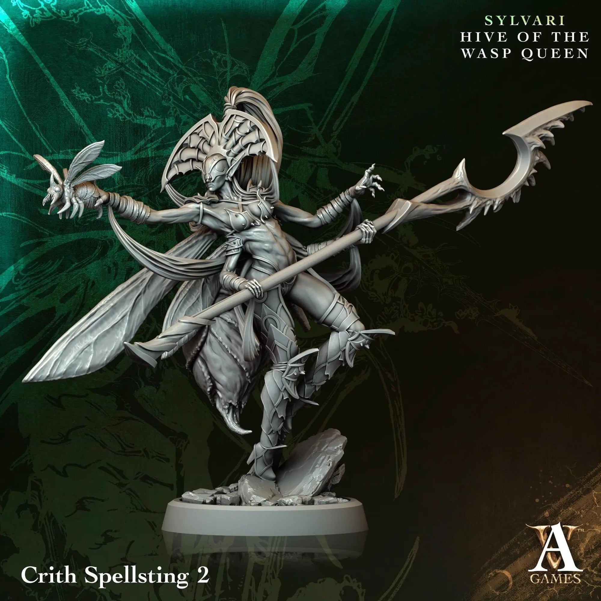 3D printed Crith Spellsting miniature by Last Hope Miniatures for Archvillain Games, featuring detailed fantasy character design.