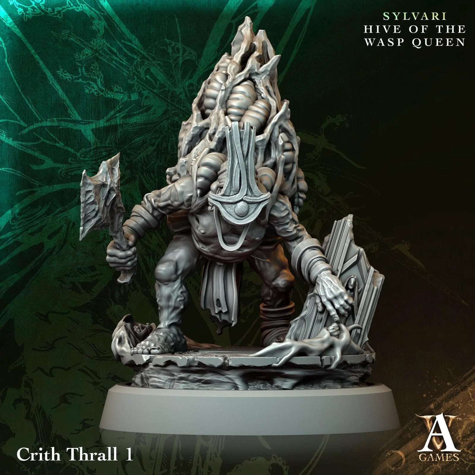 3D printed Crith Thrall miniature by Last Hope Miniatures for Archvillain Games, detailed fantasy creature with weapon and armor.