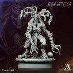 3D printed Escutrici miniature by Last Hope Miniatures for Archvillain Games, detailed model with intricate armor and weaponry.
