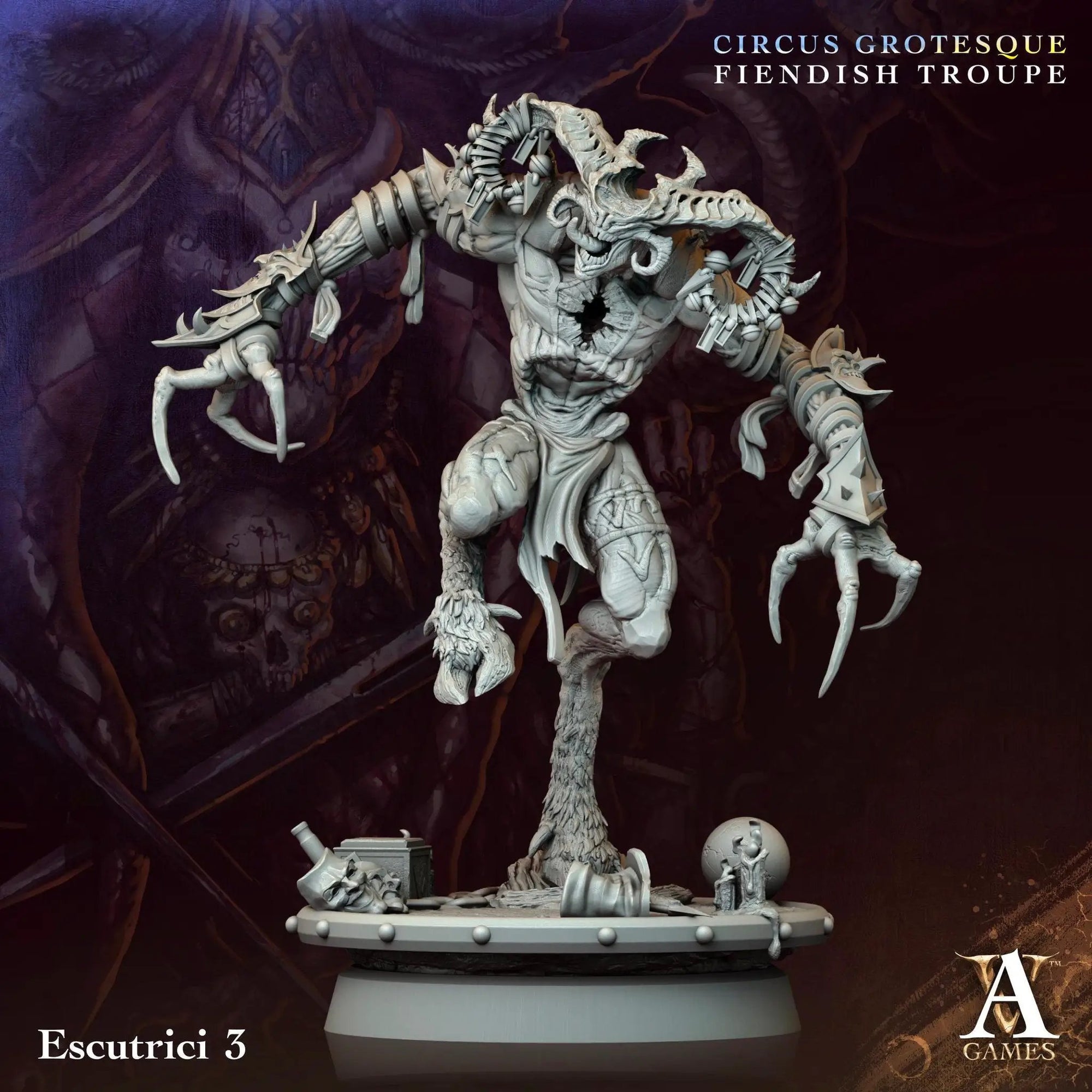 3D printed Escutrici miniature by Last Hope Miniatures from Archvillain Games, detailed figure with intricate design.