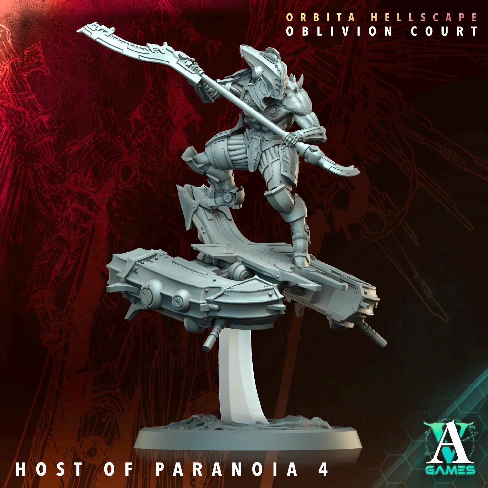 3D printed miniature of the Host of Paranoia from Last Hope Miniatures for Archvillain Games, featuring detailed design and intricate details.