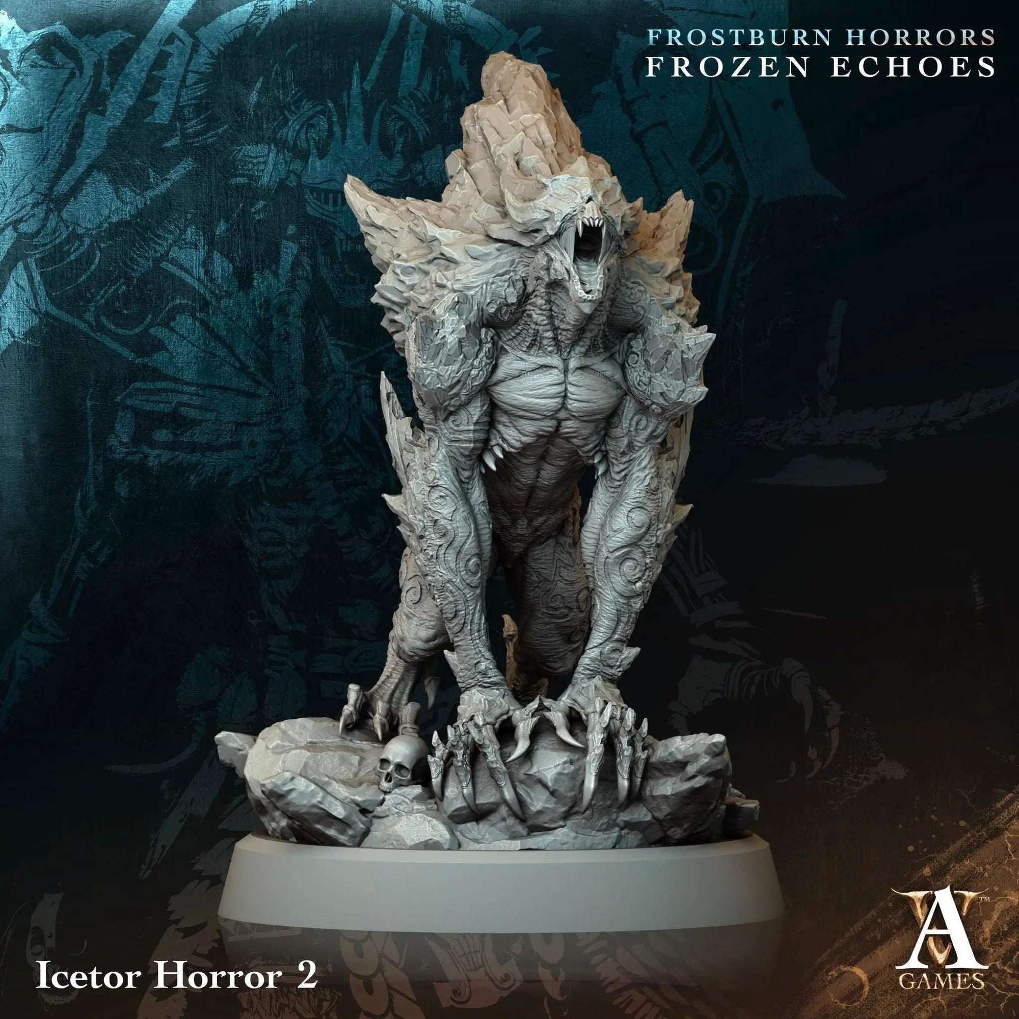 3D printed Icetor Horrors miniatures by Last Hope Miniatures for Archvillain Games, featuring detailed monster figures.