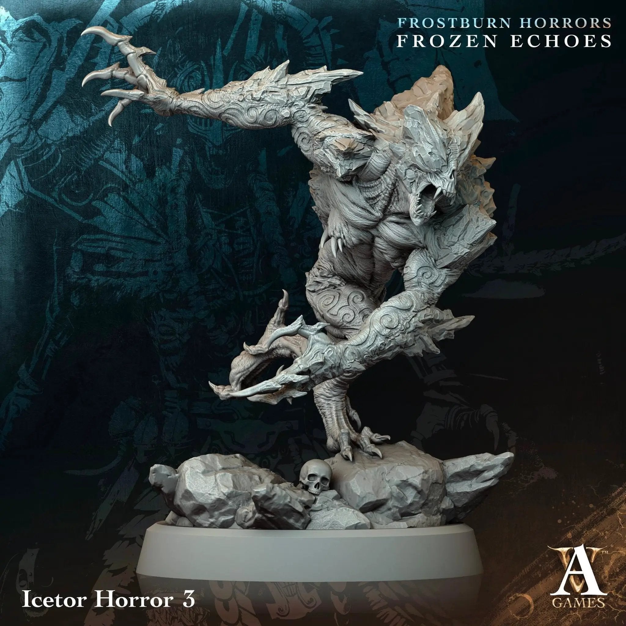 3D printed Icetor Horrors miniature by Last Hope Miniatures, detailed horror creature for tabletop gaming, shown from front angle.