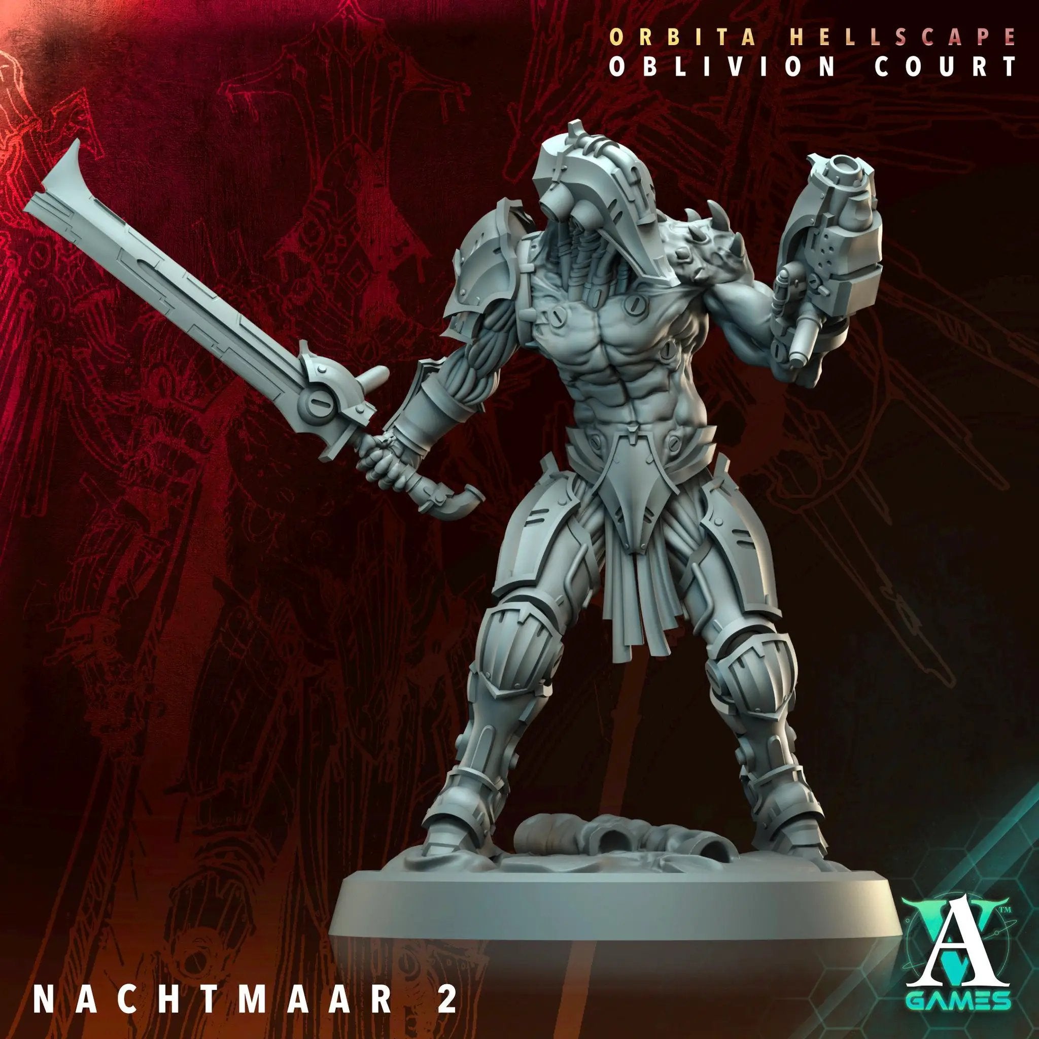 3D printed Nachtmaar miniature by Last Hope Miniatures for Archvillain Games, showing intricate details and dark fantasy design.