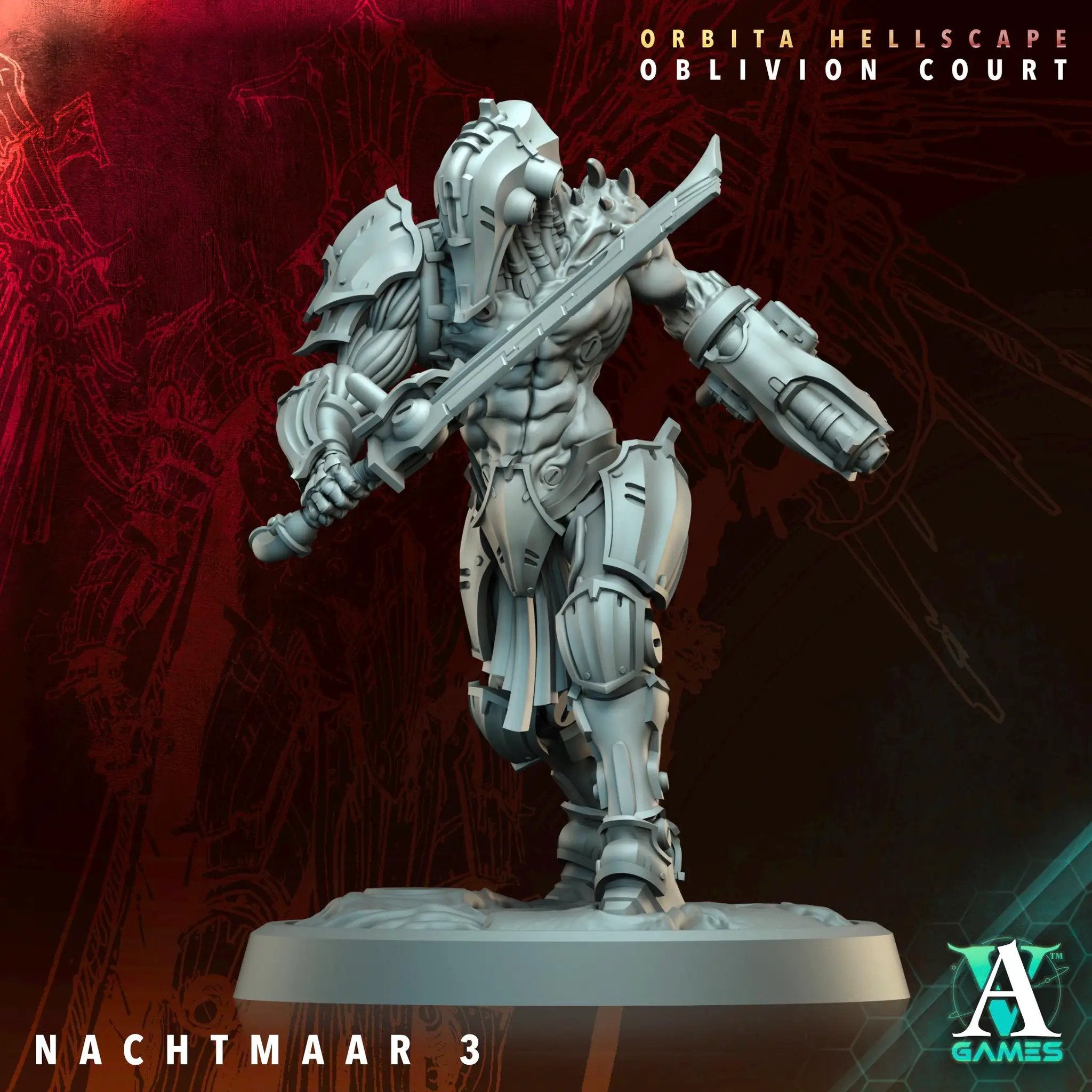 3D printed Nachtmaar miniature by Last Hope Miniatures for Archvillain Games, detailed model with intricate design and dark fantasy style.