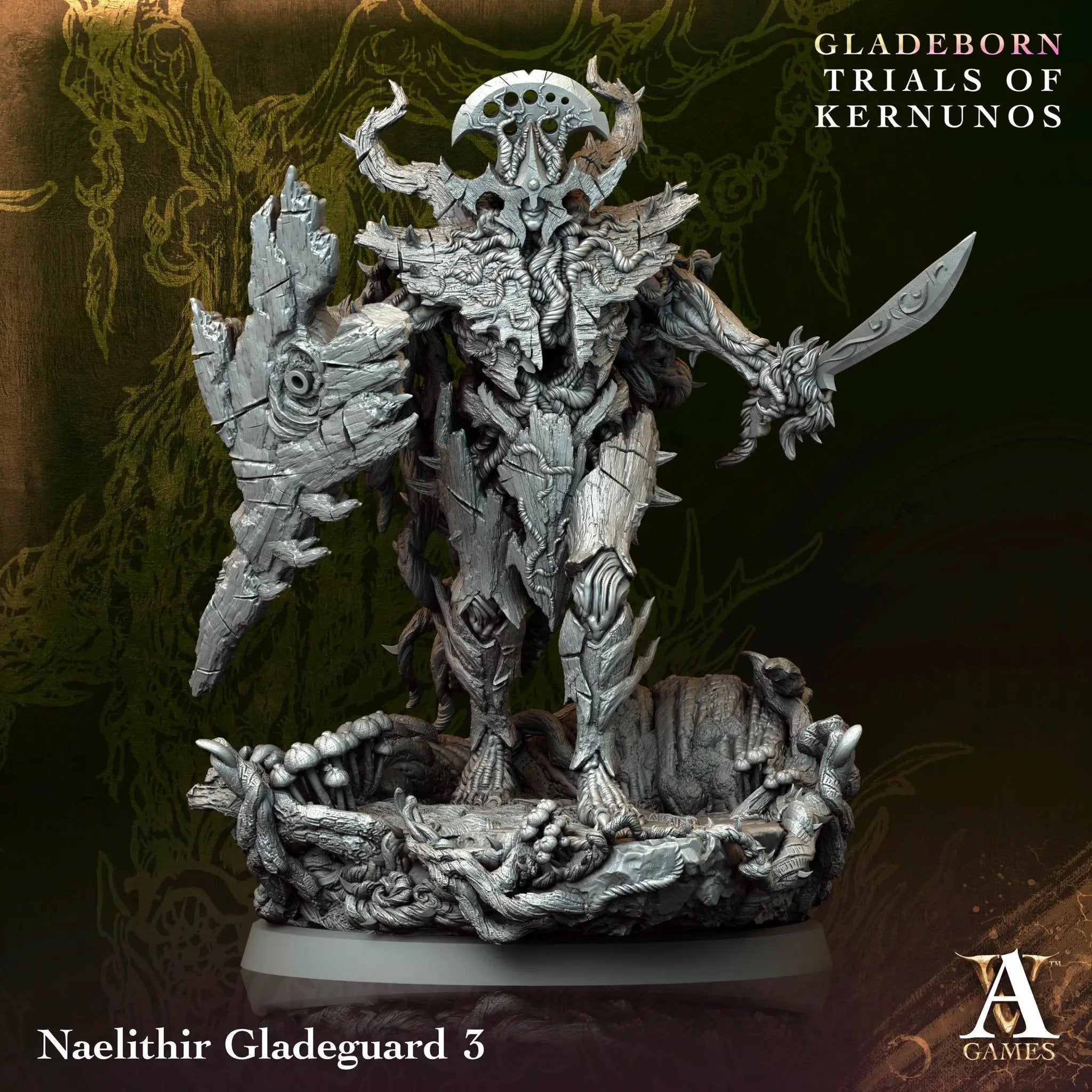 3D printed Naelithir Gladeguard miniature by Last Hope Miniatures, featuring detailed forest-themed elf archer figure.