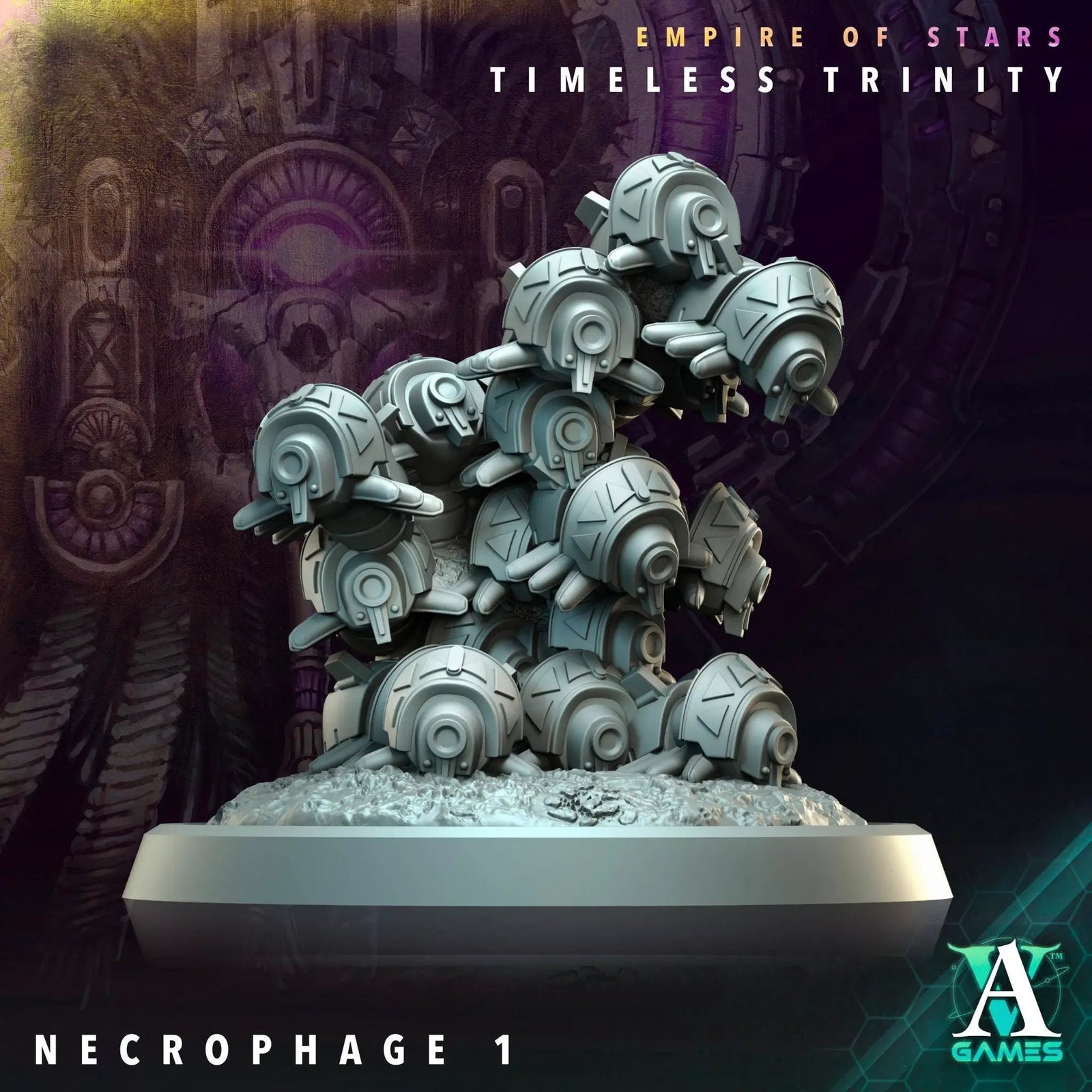 3D printed Necrophages miniatures by Last Hope Miniatures for Archvillain Games, featuring detailed undead creature models.