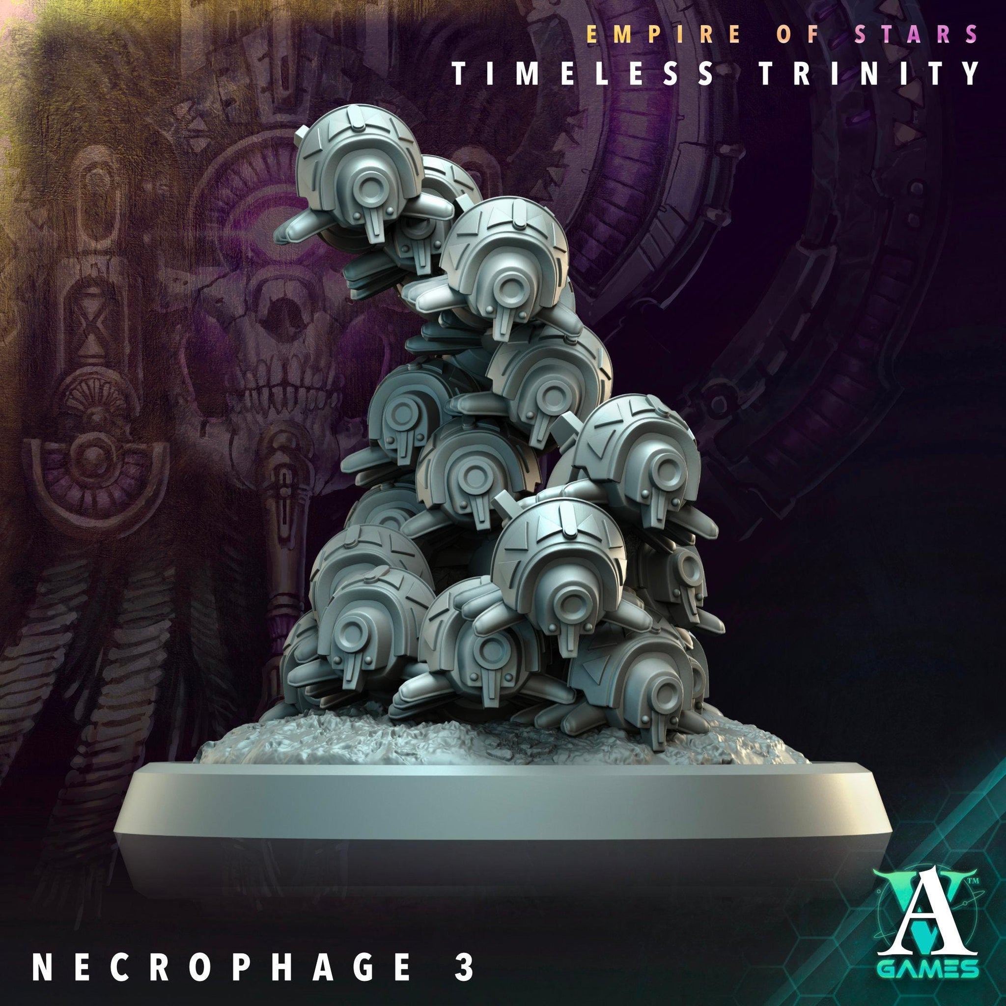 3D printed Necrophages miniatures by Last Hope Miniatures for Archvillain Games, featuring detailed undead creature designs.