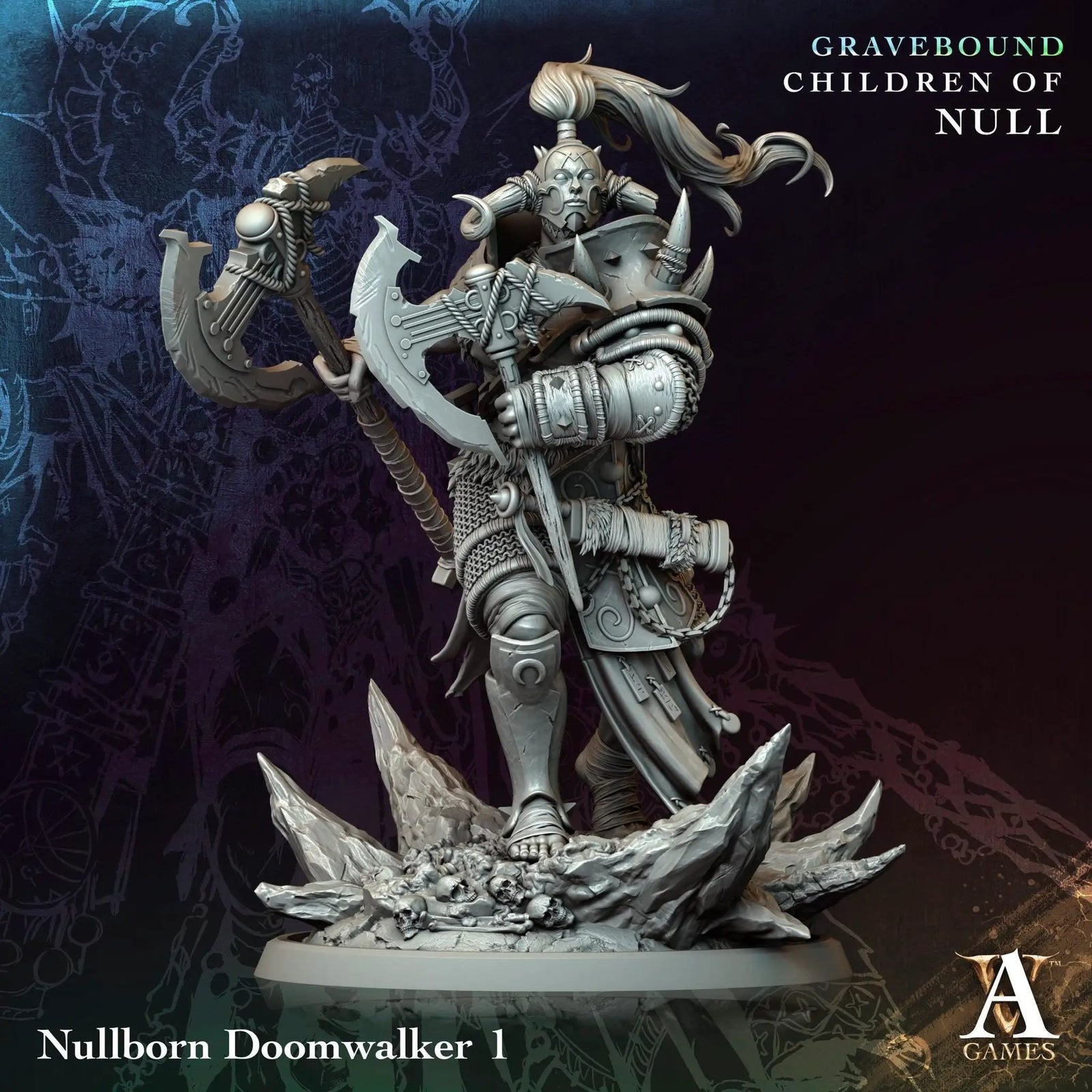 3D printed Nullborn Doomwalkers miniature by Last Hope Miniatures for Archvillain Games, featuring detailed undead warrior figures.