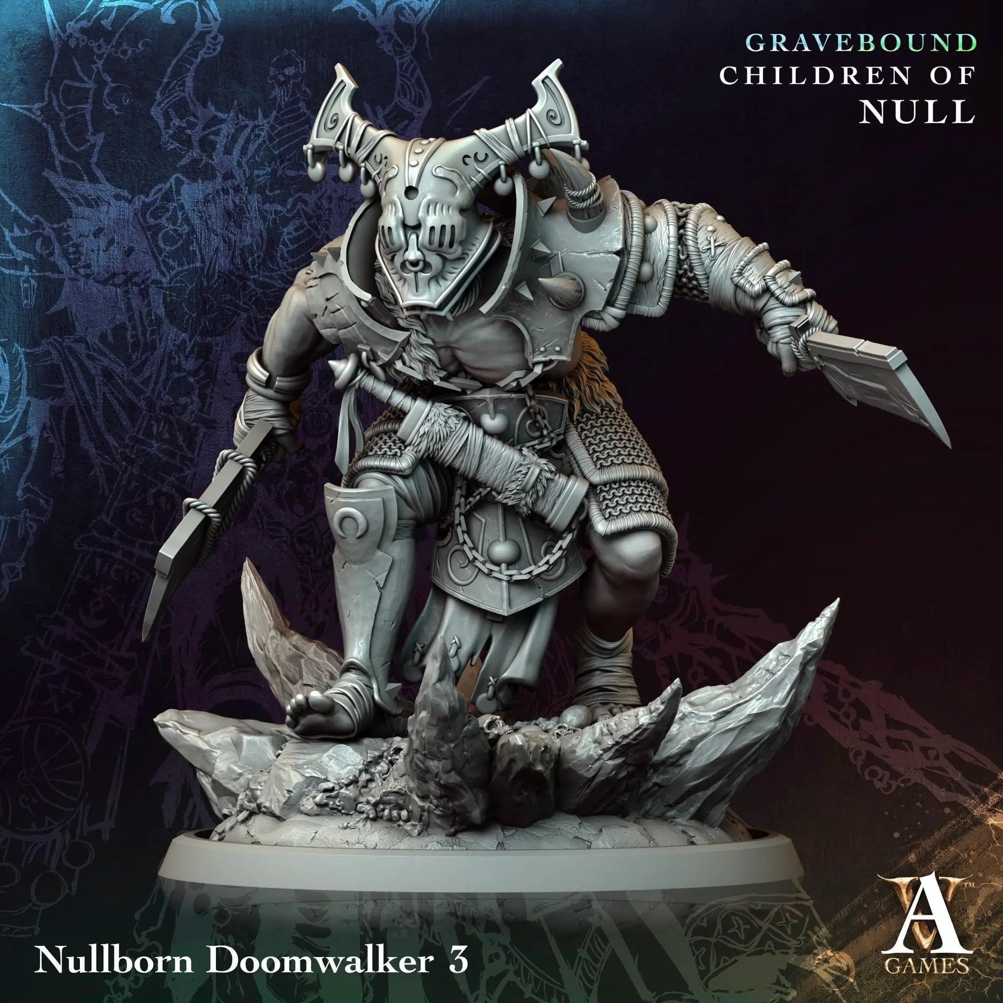 3D printed Nullborn Doomwalkers miniature by Last Hope Miniatures for Archvillain Games, featuring detailed undead warrior figures.