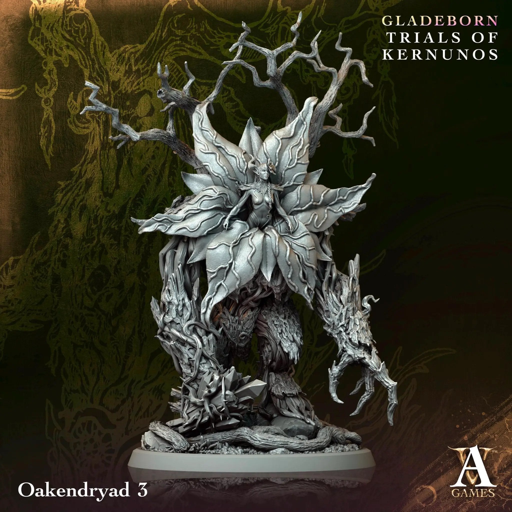 3D printed Oakendryads miniatures by Last Hope Miniatures for Archvillain Games, featuring detailed woodland creature models.