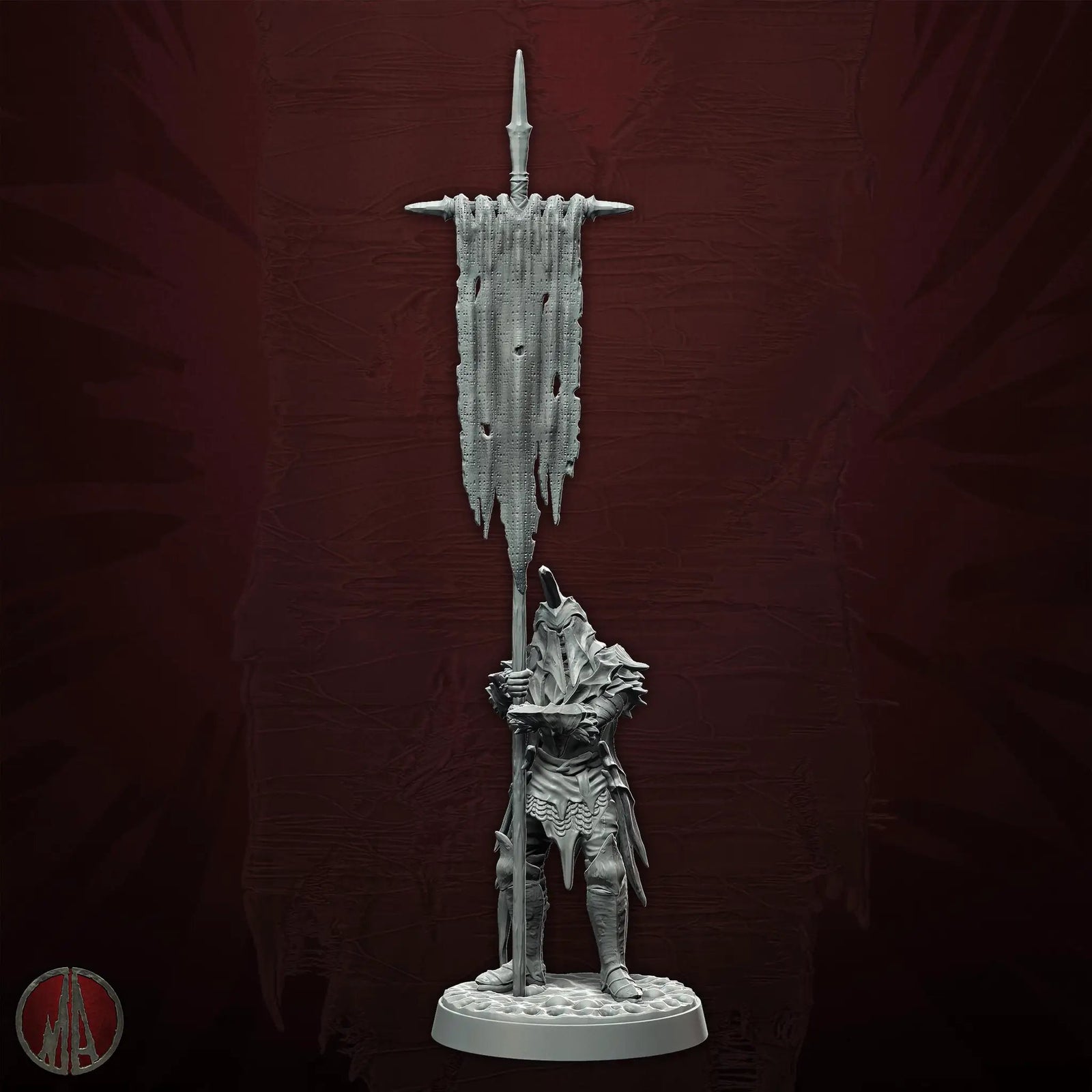 3D printed Orc banner carriers by Last Hope Miniatures, featuring detailed orc figures holding banners, for tabletop gaming displays.