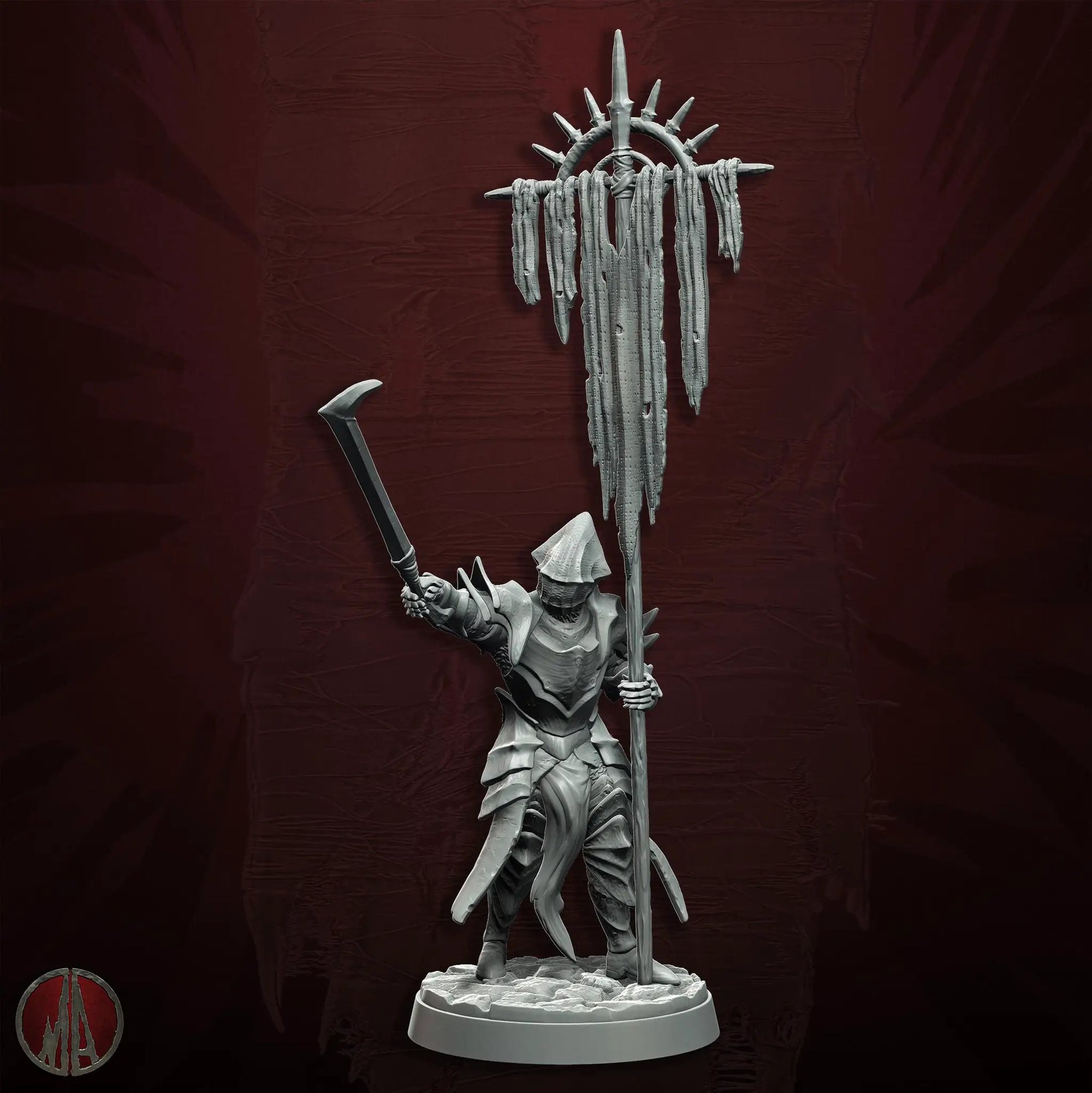 3D printed Orc banner carriers by Last Hope Miniatures for tabletop gaming, featuring detailed orc miniatures and banners.