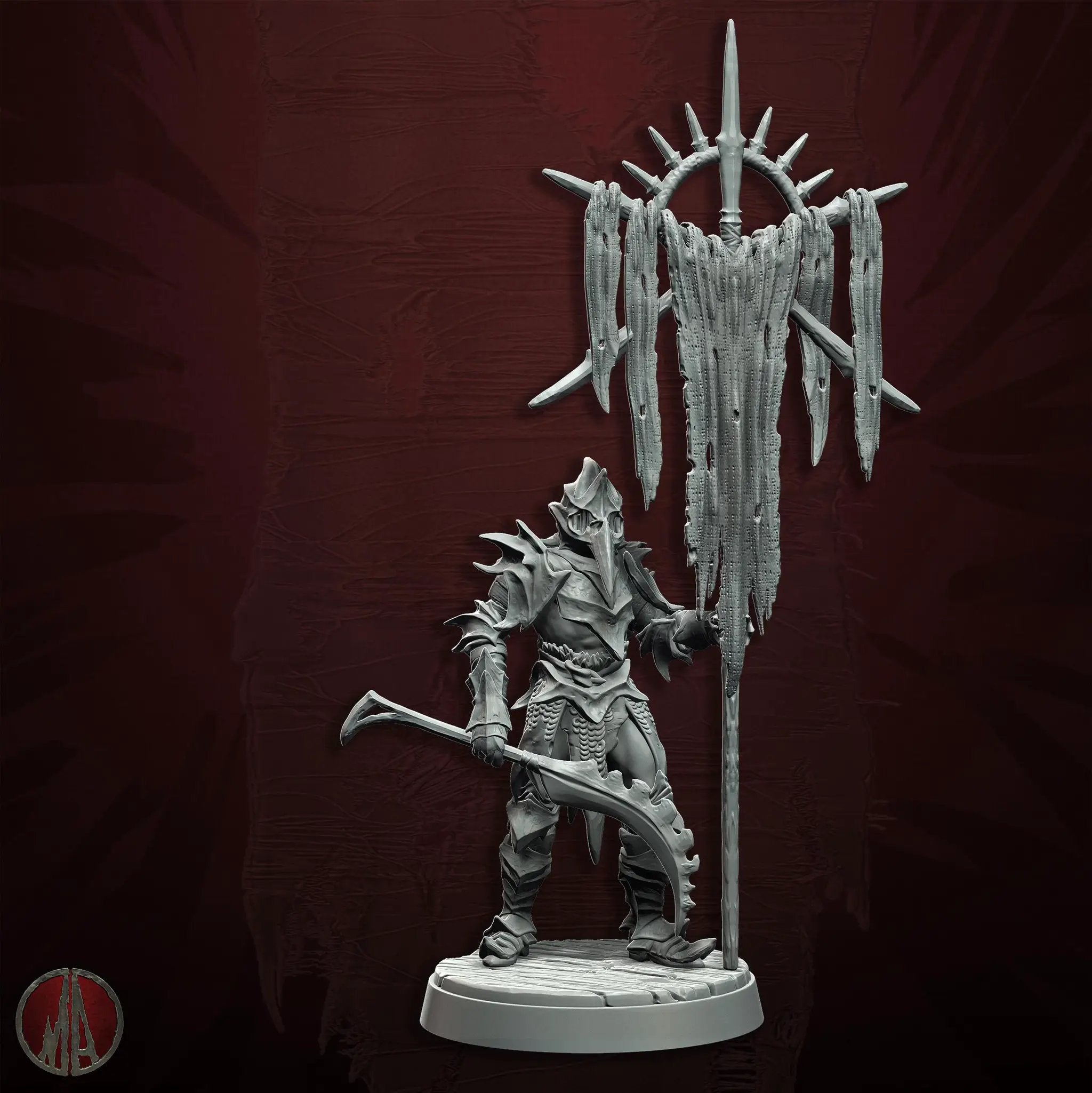 3D printed Orc banner carriers by Last Hope Miniatures for tabletop gaming, showing detailed orc figures with banners.