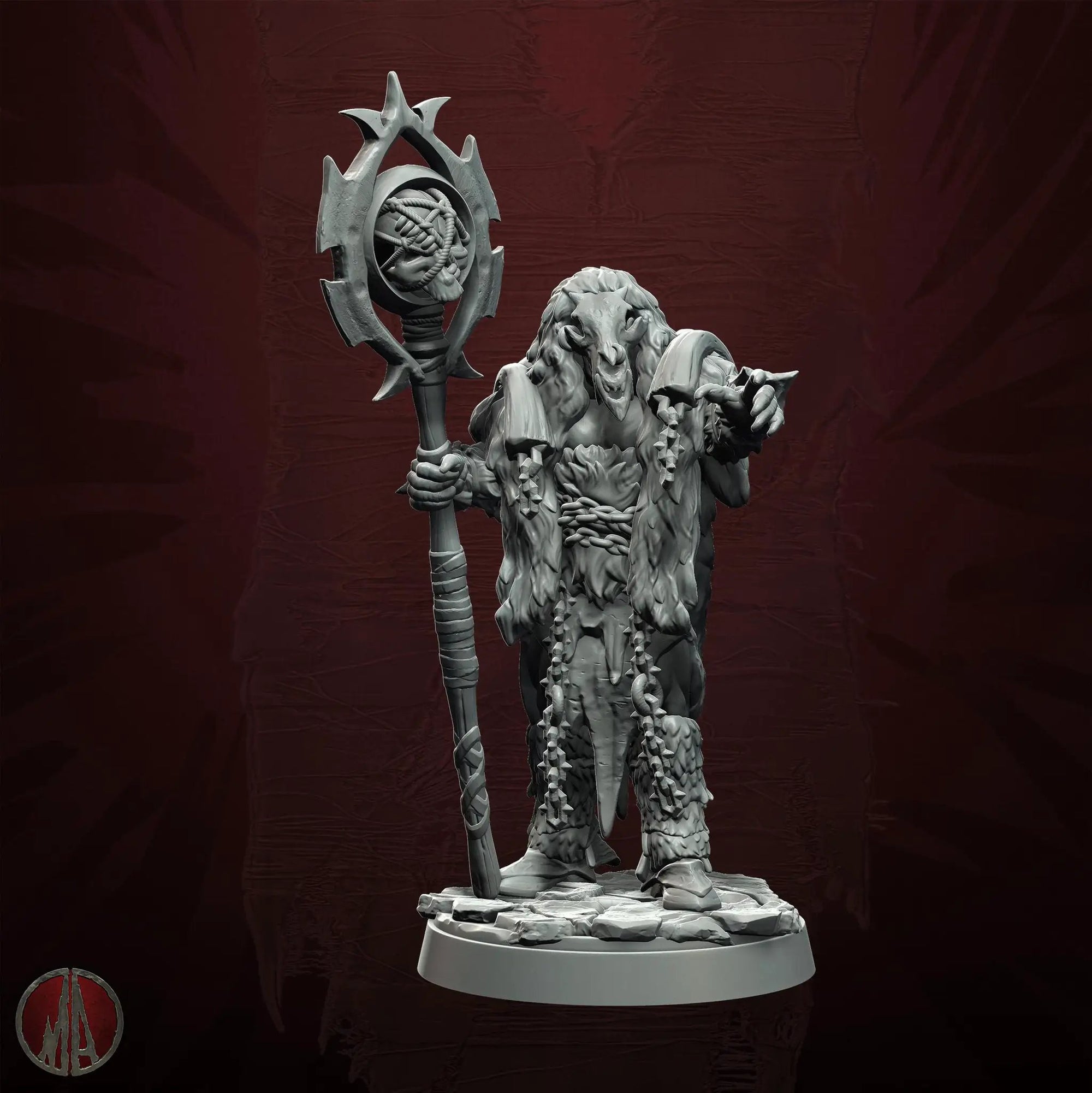 3D printed Orc Shaman miniature by Last Hope Miniatures, detailed orc figure with shaman attire, part of Monolith Arts collection.
