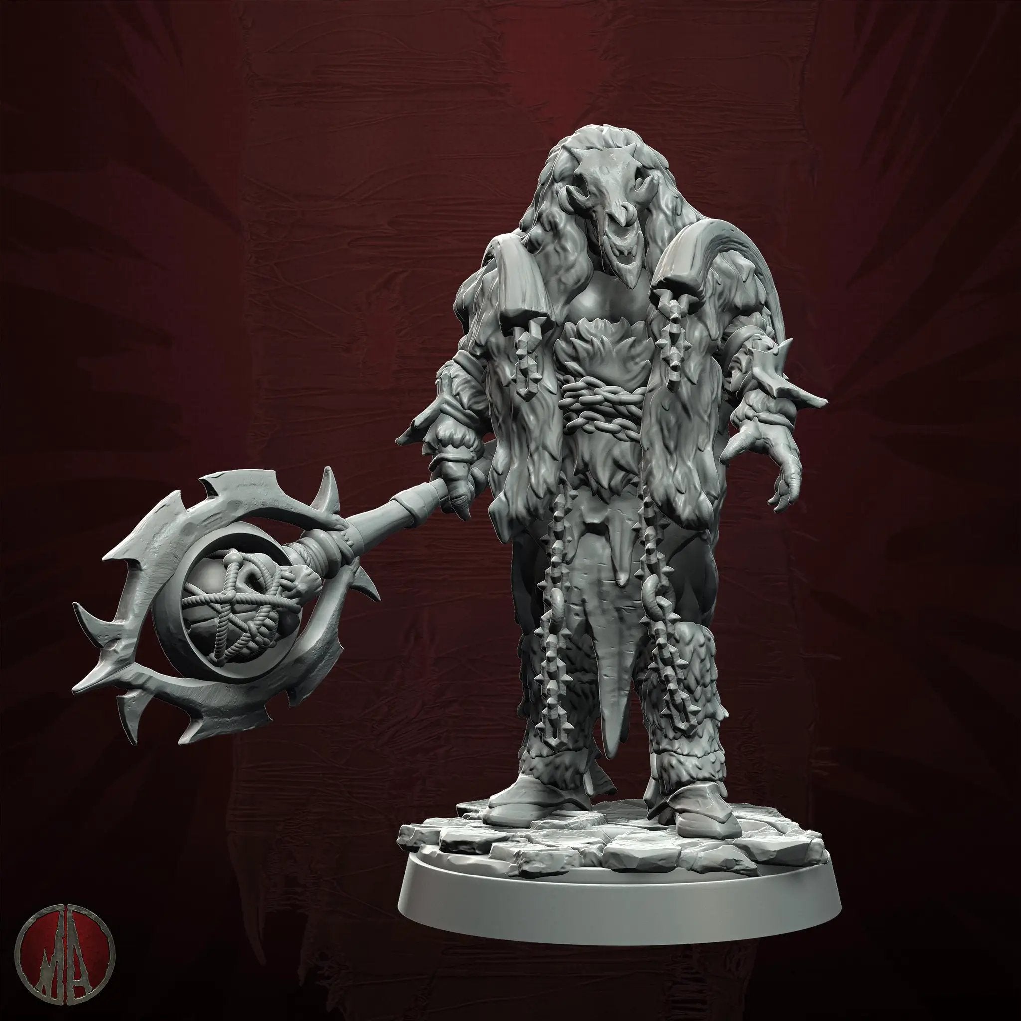 3D printed Orc Shaman miniature by Last Hope Miniatures for Monolith Arts, featuring detailed orc figure with shaman attire and staff.
