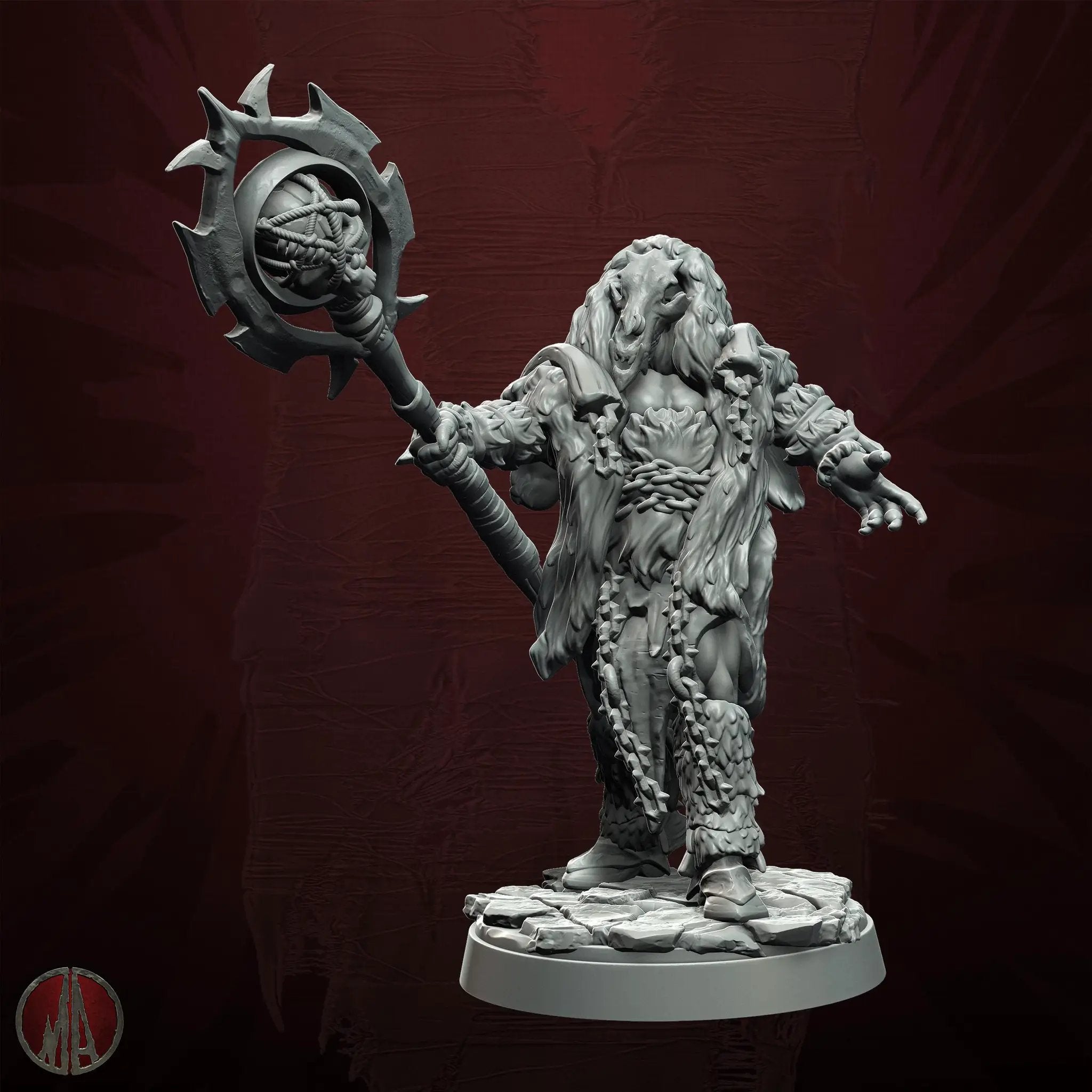 3D printed Orc Shaman miniature by Last Hope Miniatures, featuring detailed orc figure with shaman attire and mystical accessories.