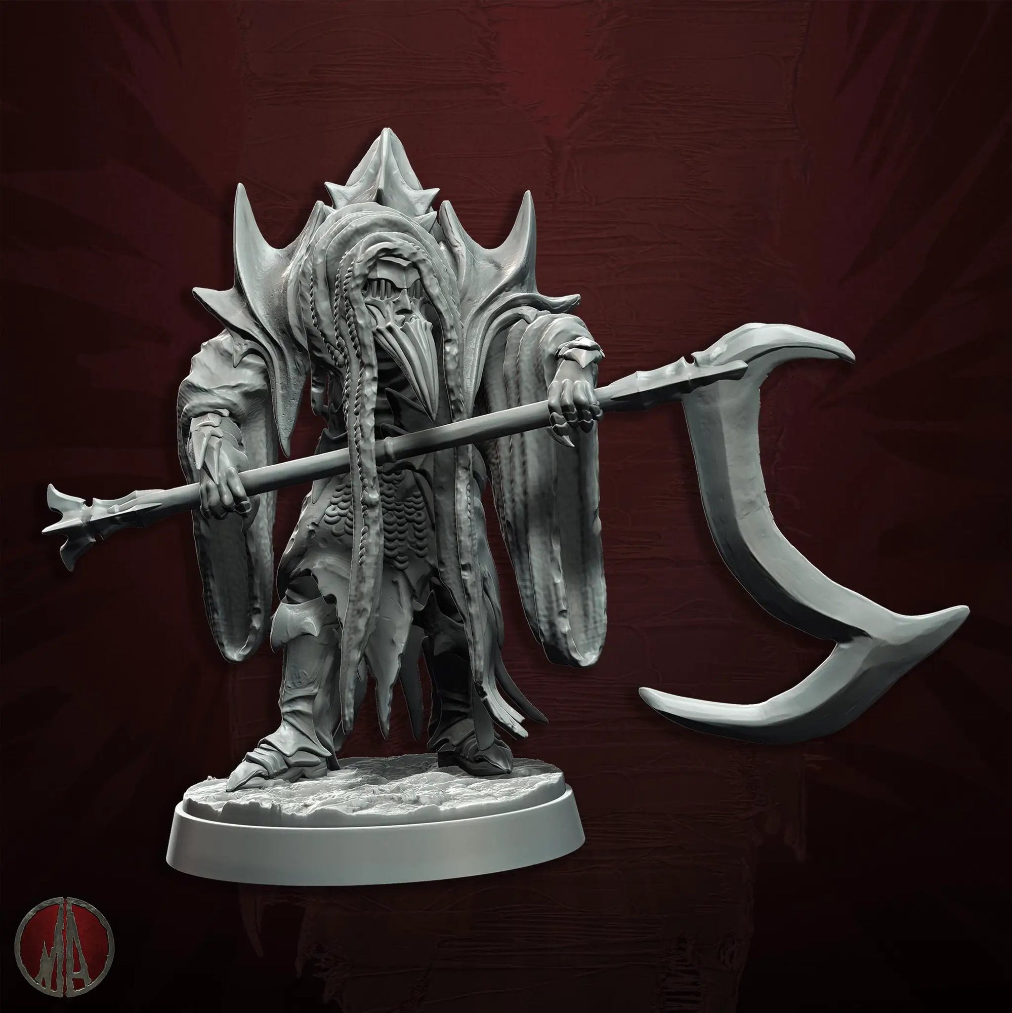 3D printed Orc Warlocks miniatures by Last Hope Miniatures, detailed fantasy figures with intricate armor and magical accessories.