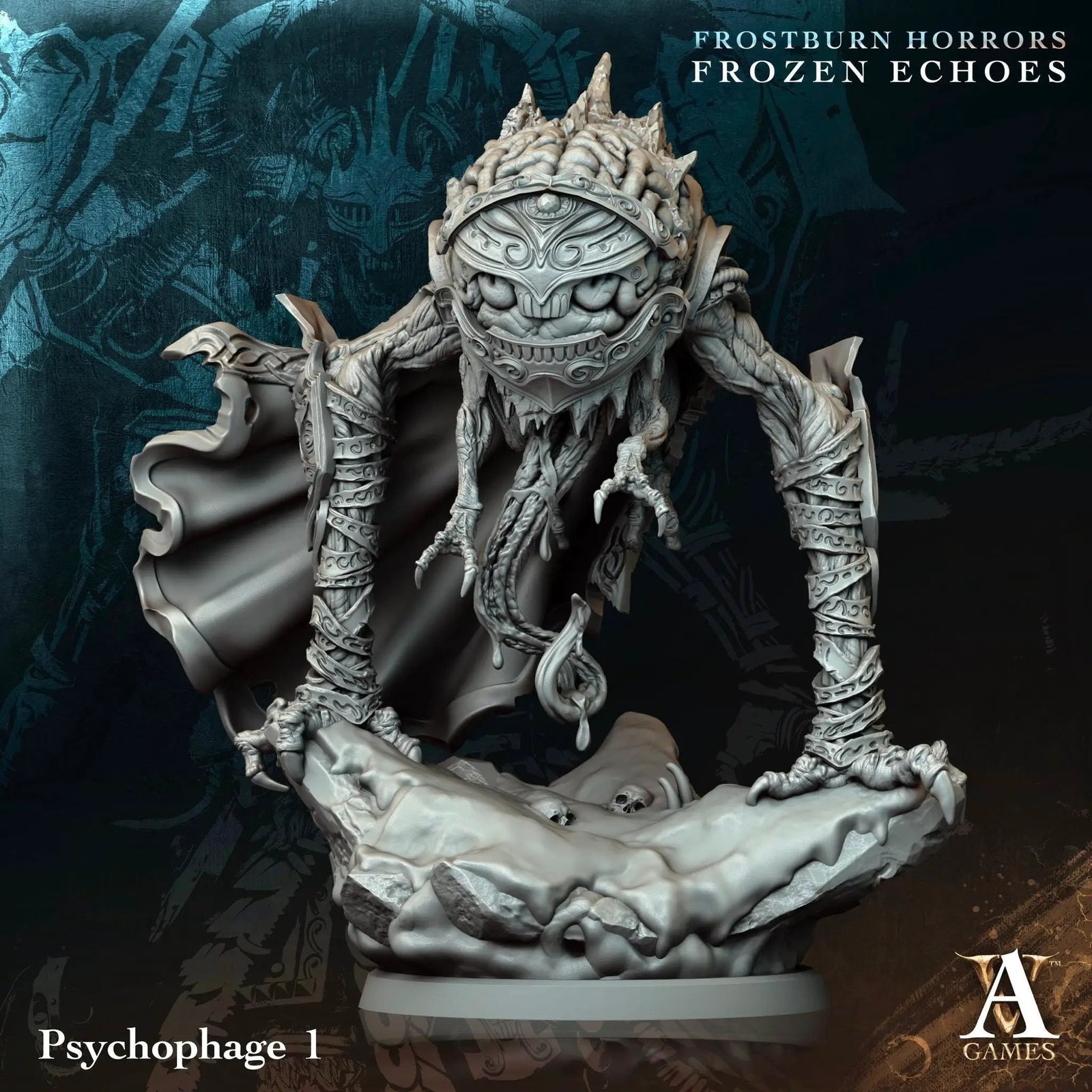 3D printed Psychophages miniatures by Last Hope Miniatures for Archvillain Games, featuring detailed, monstrous creature designs.